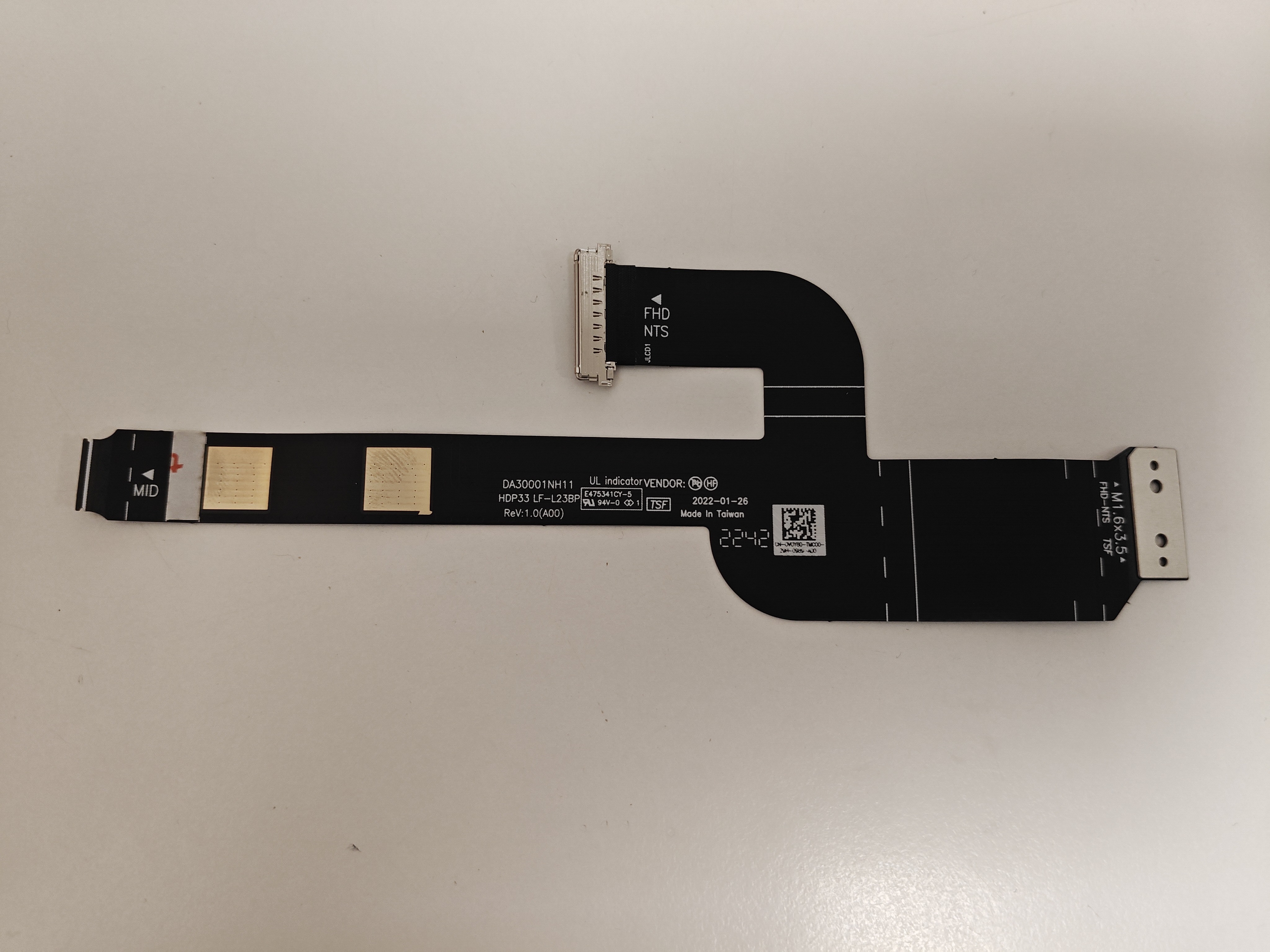 Cablu video LVDS Laptop, Dell, XPS 13 9315, P153G, P153G001, V0Y8C, 0V0Y8C, LF-L23BP, HDP33, DA30001NH11, rezolutie 19200x1200, FHD+, non touchscreen