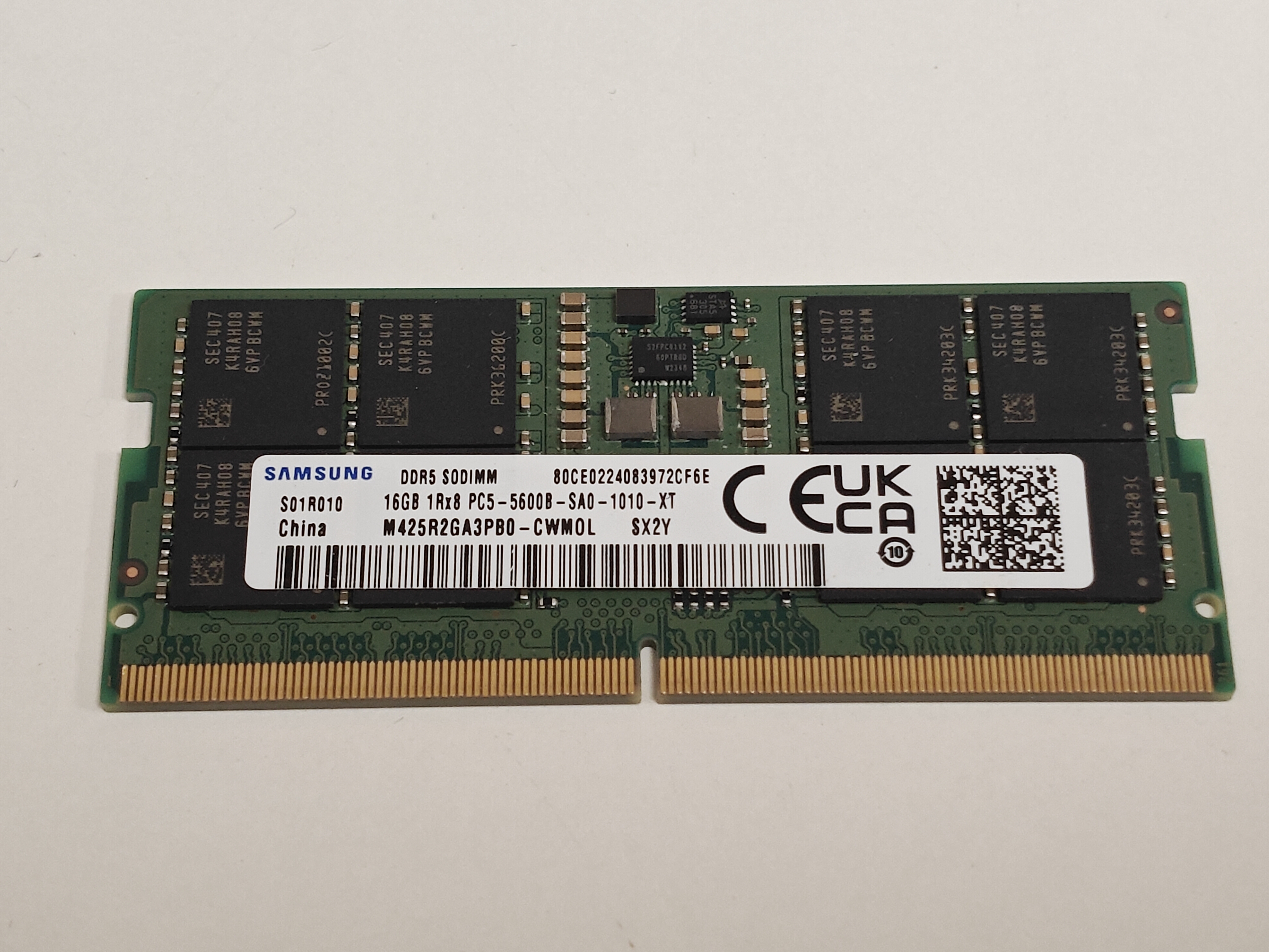 Memorie ram Laptop Samsung 16GB, DDR5, 1Rx8, PC5-5600B-SA0, 5600Mhz, M425R2GA3PB0-CWM0L, PC5-5600B, CL40, 1.1V, Non-ECC, sodimm, 262 pini