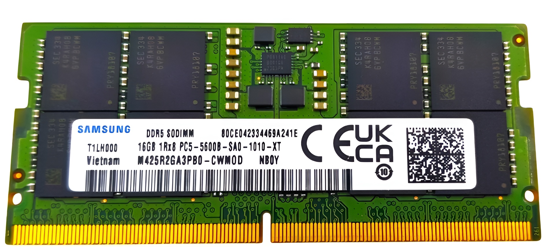 Memorie ram Laptop Samsung 16GB, DDR5, 1Rx8, PC5-5600B-SA0, 5600Mhz, M425R2GA3PB0-CWM0D, PC5-5600B, CL46, 1.1V, Non-ECC, sodimm, 262 pini
