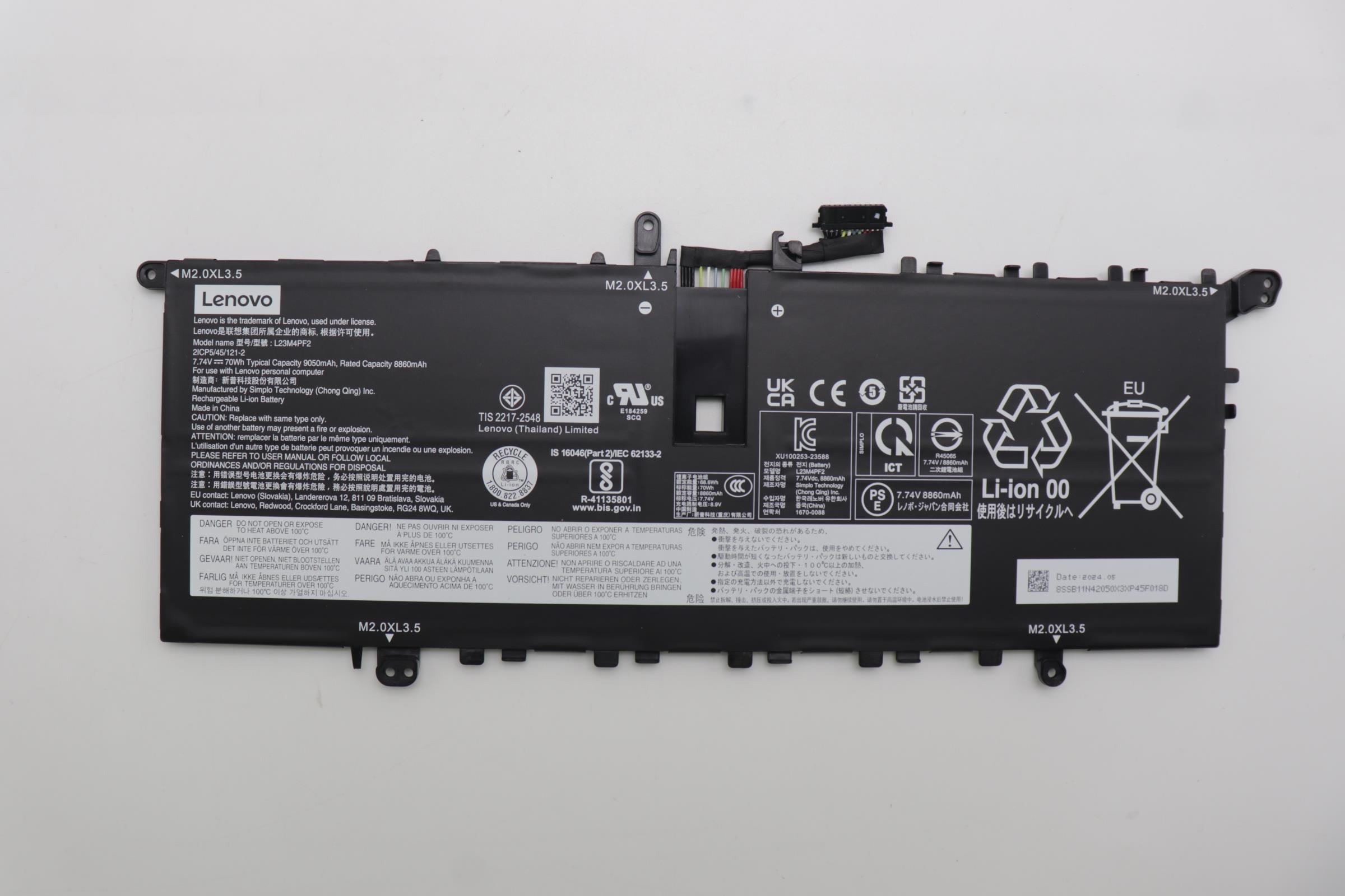 Baterie Laptop, Lenovo, Yoga 5B11N42049, L23M4PF2, L23C4PF2, SB11N42052, 5B11N42051, 5B11N42049, 5B11N42049, 2ICP5/45/121-2, L23M4PF2, 7.74V, 8860mAh, 70Wh