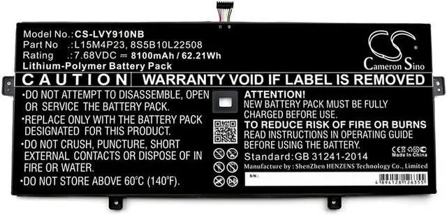 Baterie compatibila Laptop, Lenovo, Yoga 910-13IKB Type 80VF, 80VG, 5B10L22508, L15M4P23, 7.68V, 8100mAh, 62.21Wh