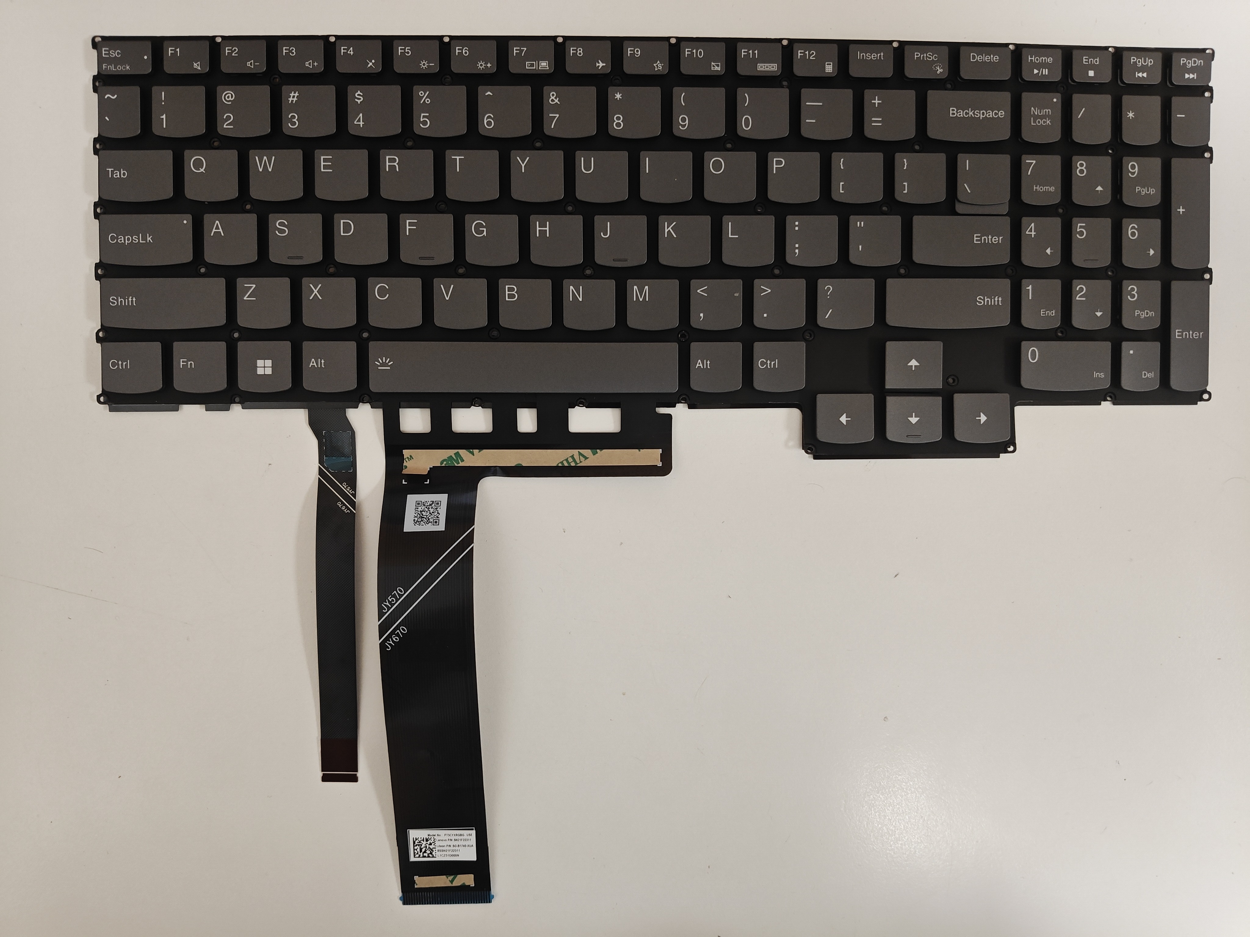 Tastatura Laptop, Lenovo, Legion Pro 5 16IRX9 Type 83DF, iluminata, RGB 20 pini, gri, layout US