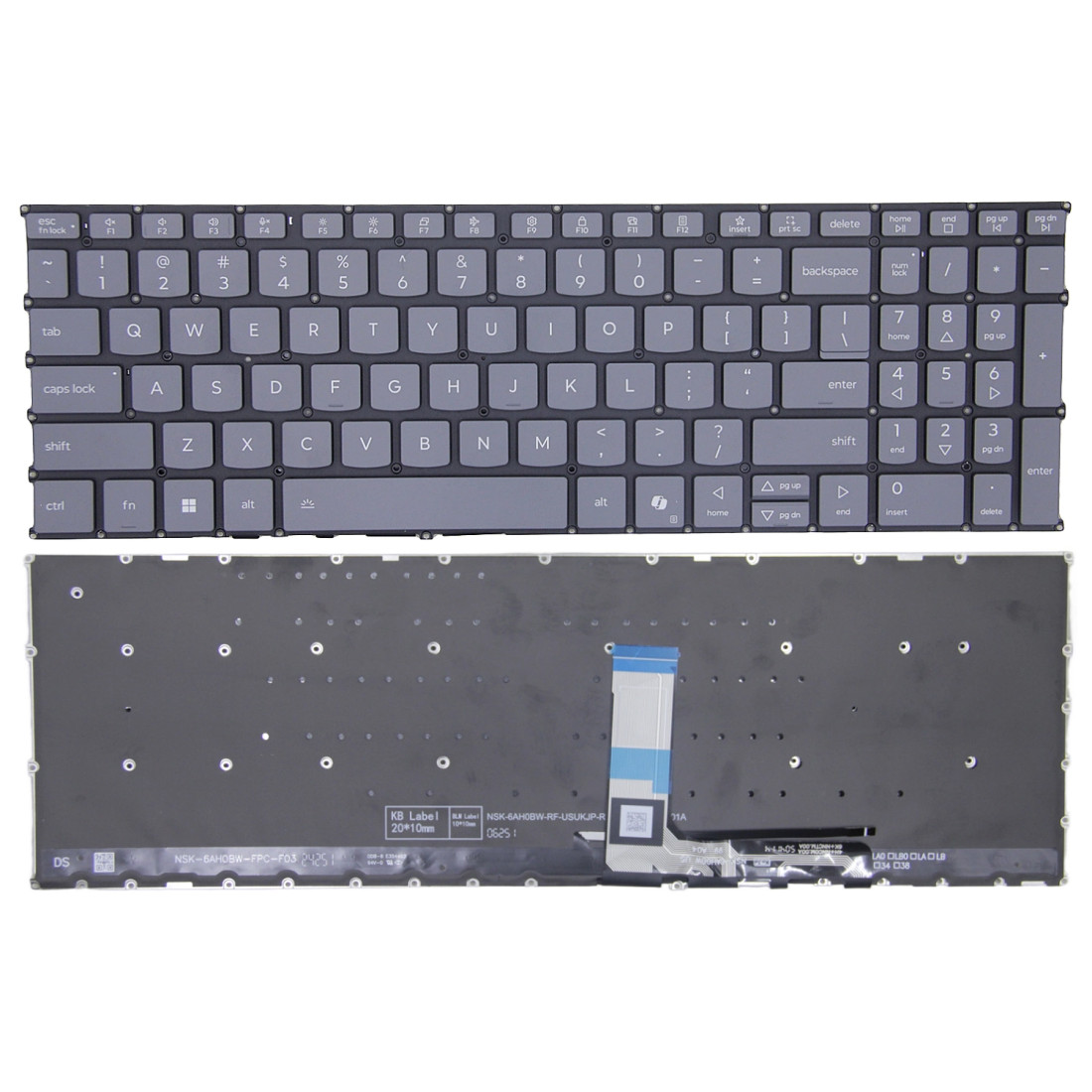 Tastatura Laptop, Lenovo, IdeaPad Slim 5 16AHP10 Type 83HW, iluminata, gri, layout US