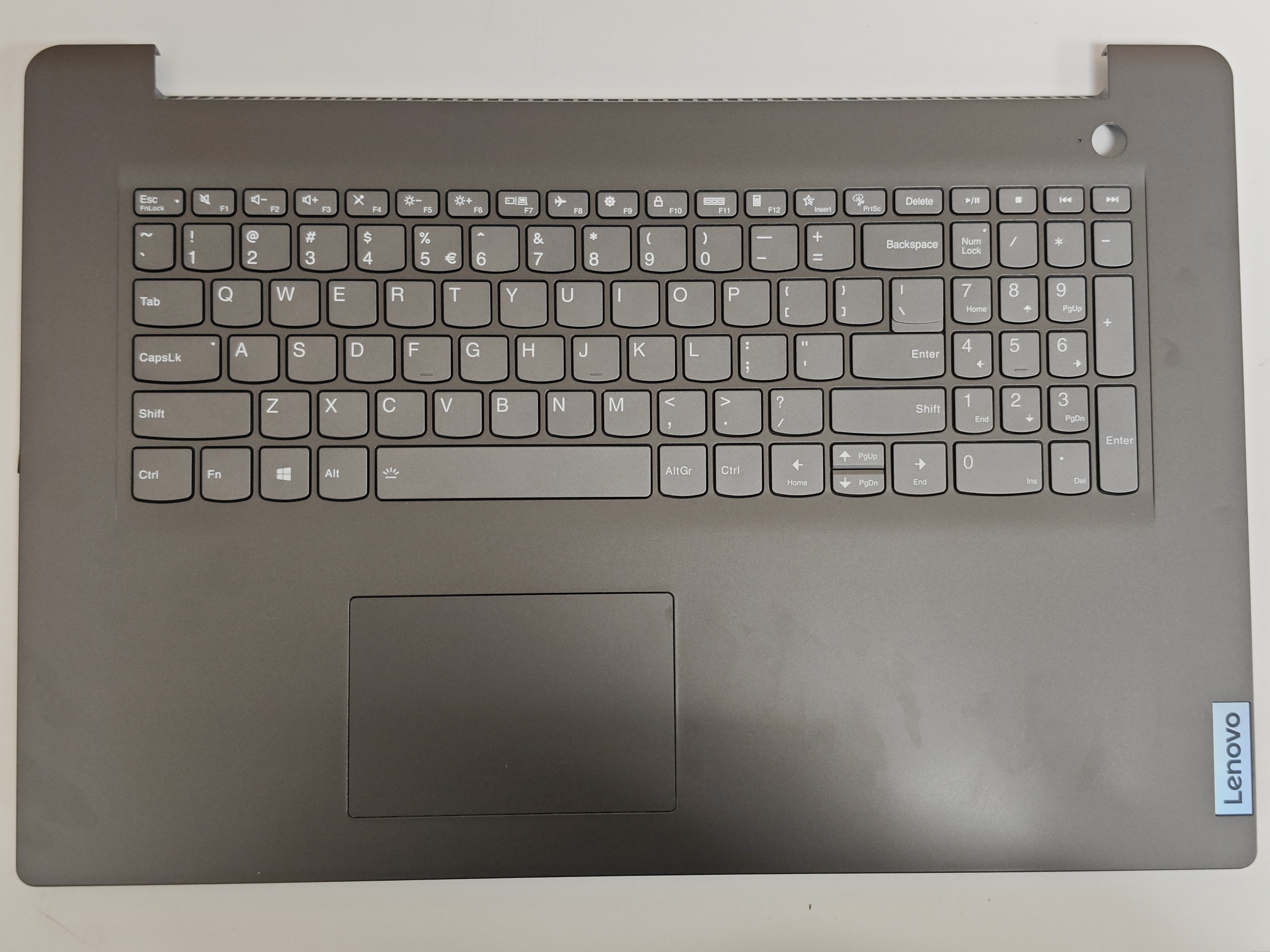 Carcasa superioara cu tastatura palmrest Laptop, Lenovo, V17 G2 ITL Type 82NX, AP26A000110, EC21N000510, HS760, iluminata, fingerprint, Iron Grey, layout US