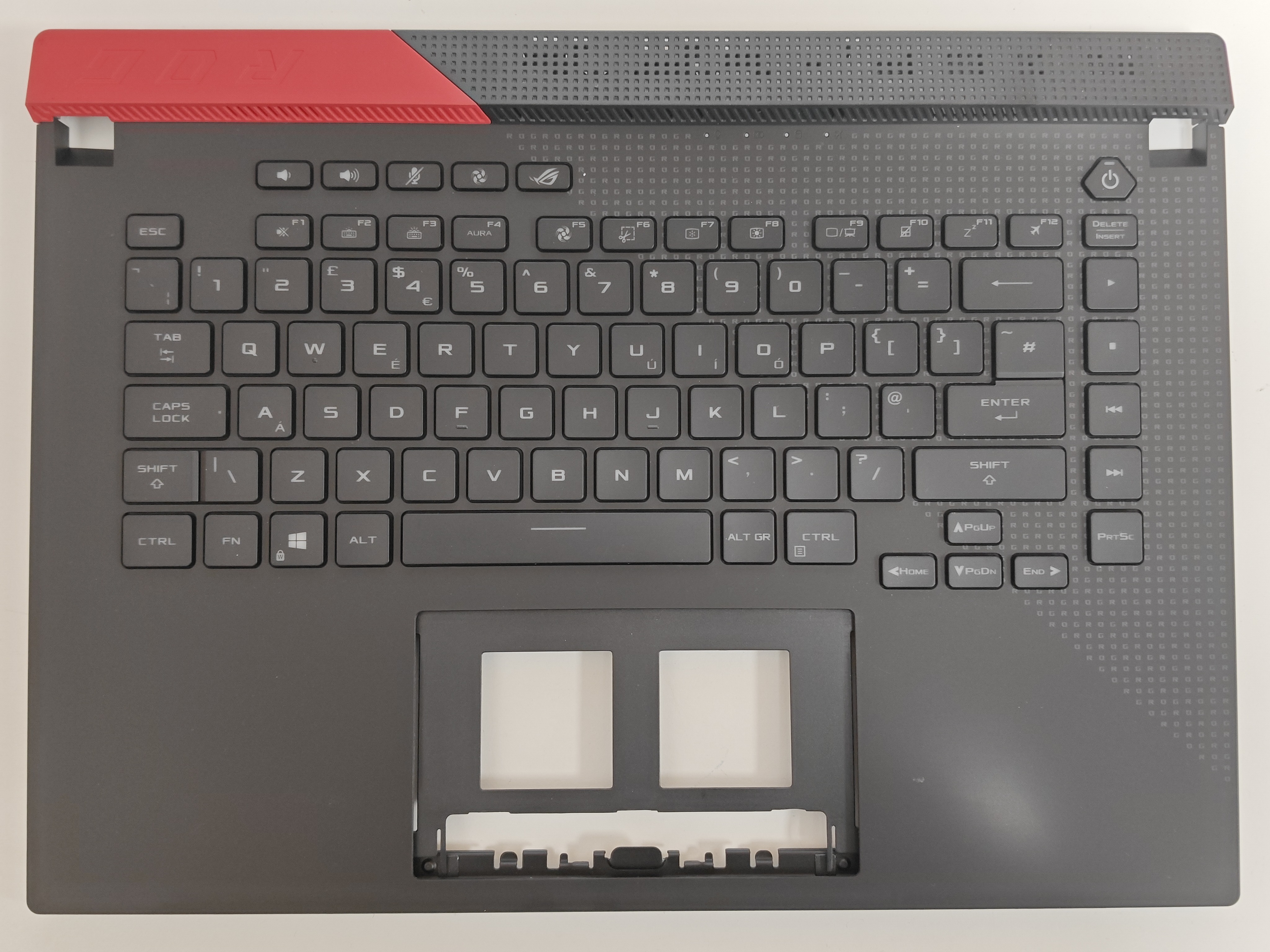 Carcasa superioara cu tastatura palmrest Laptop Gaming, Asus, ROG Strix G15 G513I, G513IE, G513Q, G513QM, 90NR0571-R31UK0, 6070B1886031, G513QM-1C, iluminata, RGB Per Key, neagra, layout UK