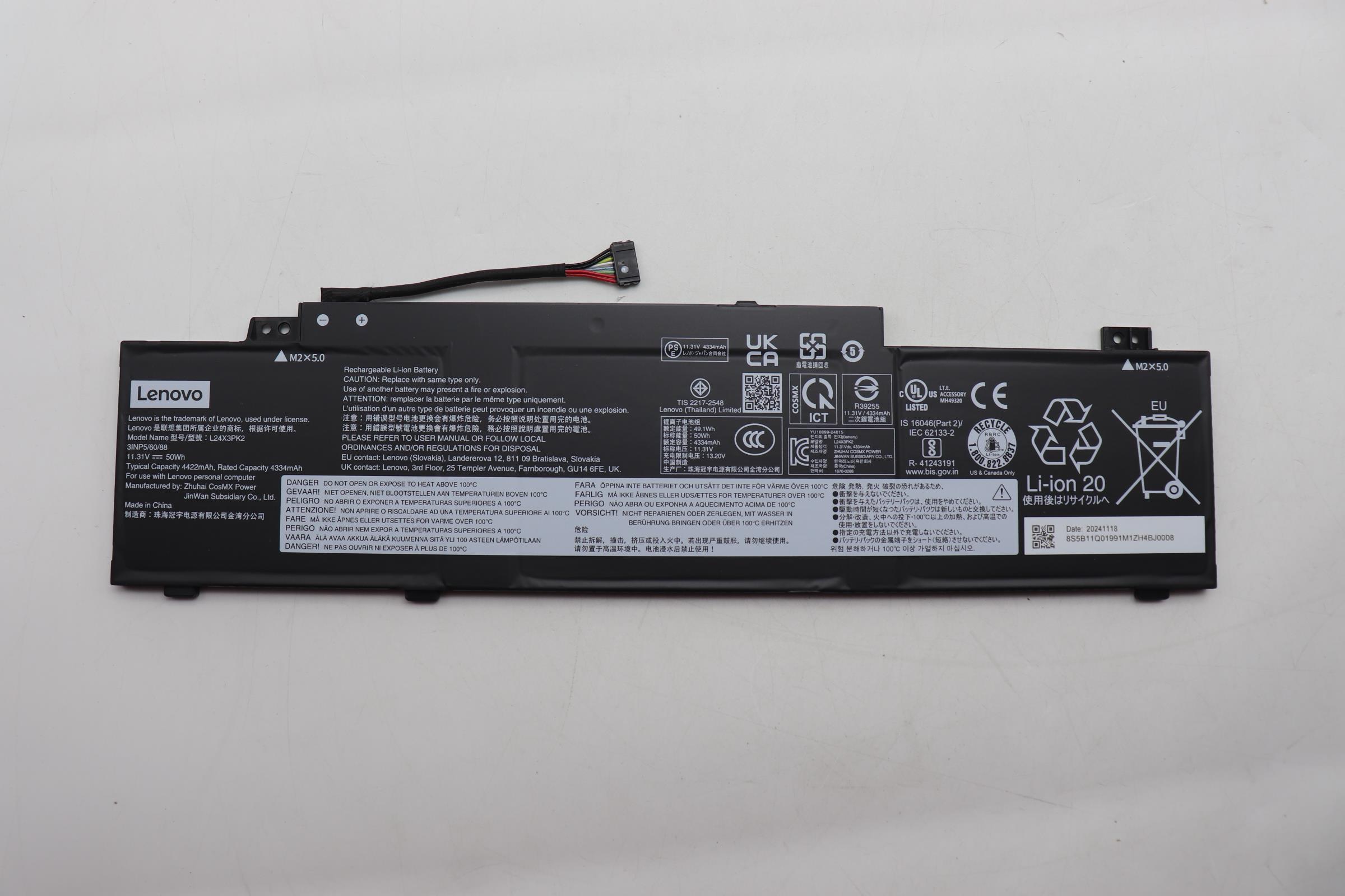 Baterie Laptop, Lenovo, IdeaPad Slim 3 15Q8X10 Type 83N3, 5B11Q01991, 3INP5/60/88, L24X3PK2, 11.31V, 4334mAh, 50Wh