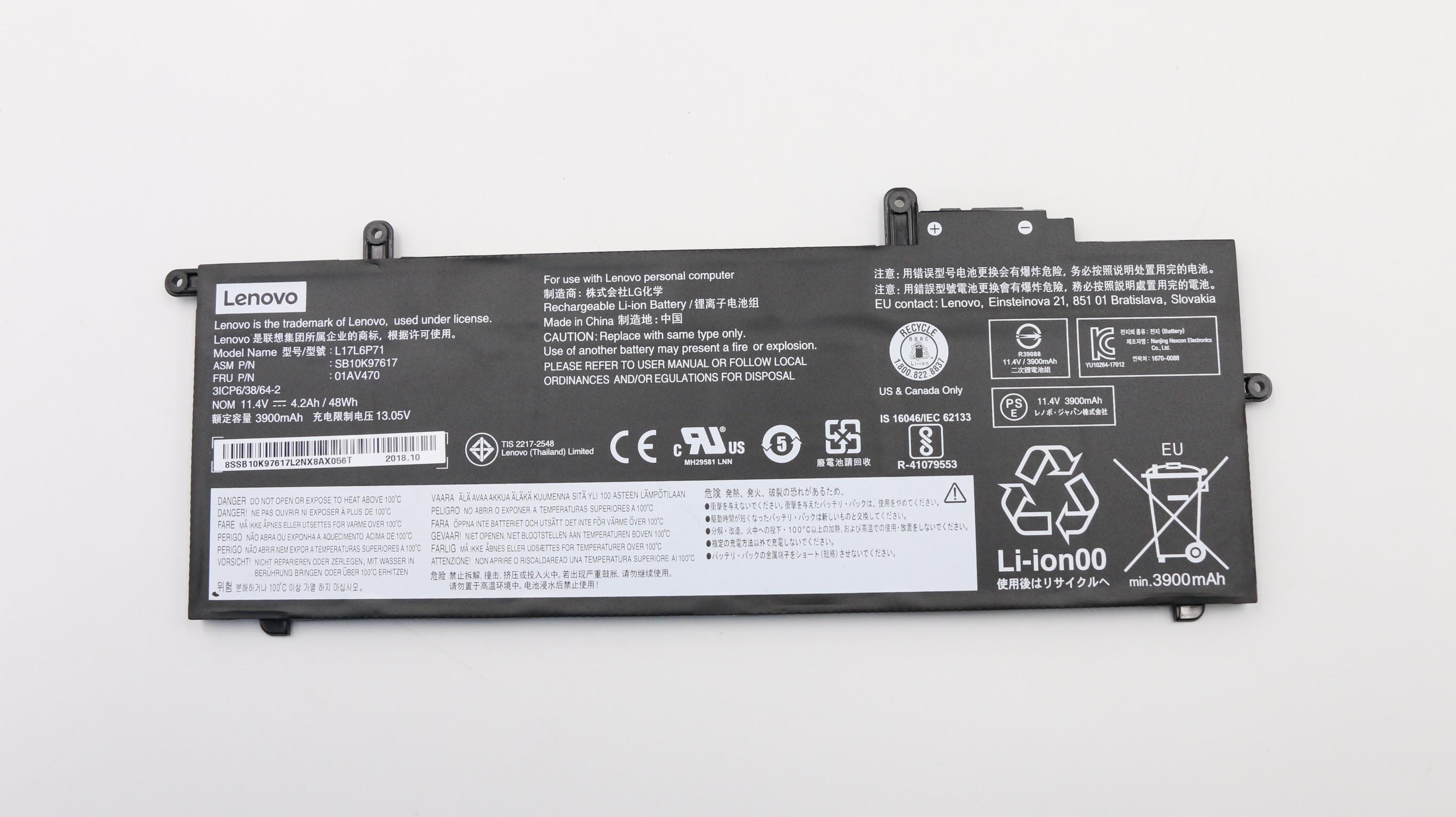 Baterie Laptop, Lenovo, ThinkPad X280 Type 20KF, 20KE, 01AV470, 5B10K97617, 3ICP6/38/62-2, L17L6P71, 11.4V, 3900mAh, 48Wh