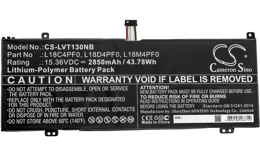 Baterie compatibila Laptop, Lenovo, ThinkBook 13S-IWL Type 20R9, 5B10W67334, L18C4PF0, 15.36V, 2850mAh, 43.78Wh