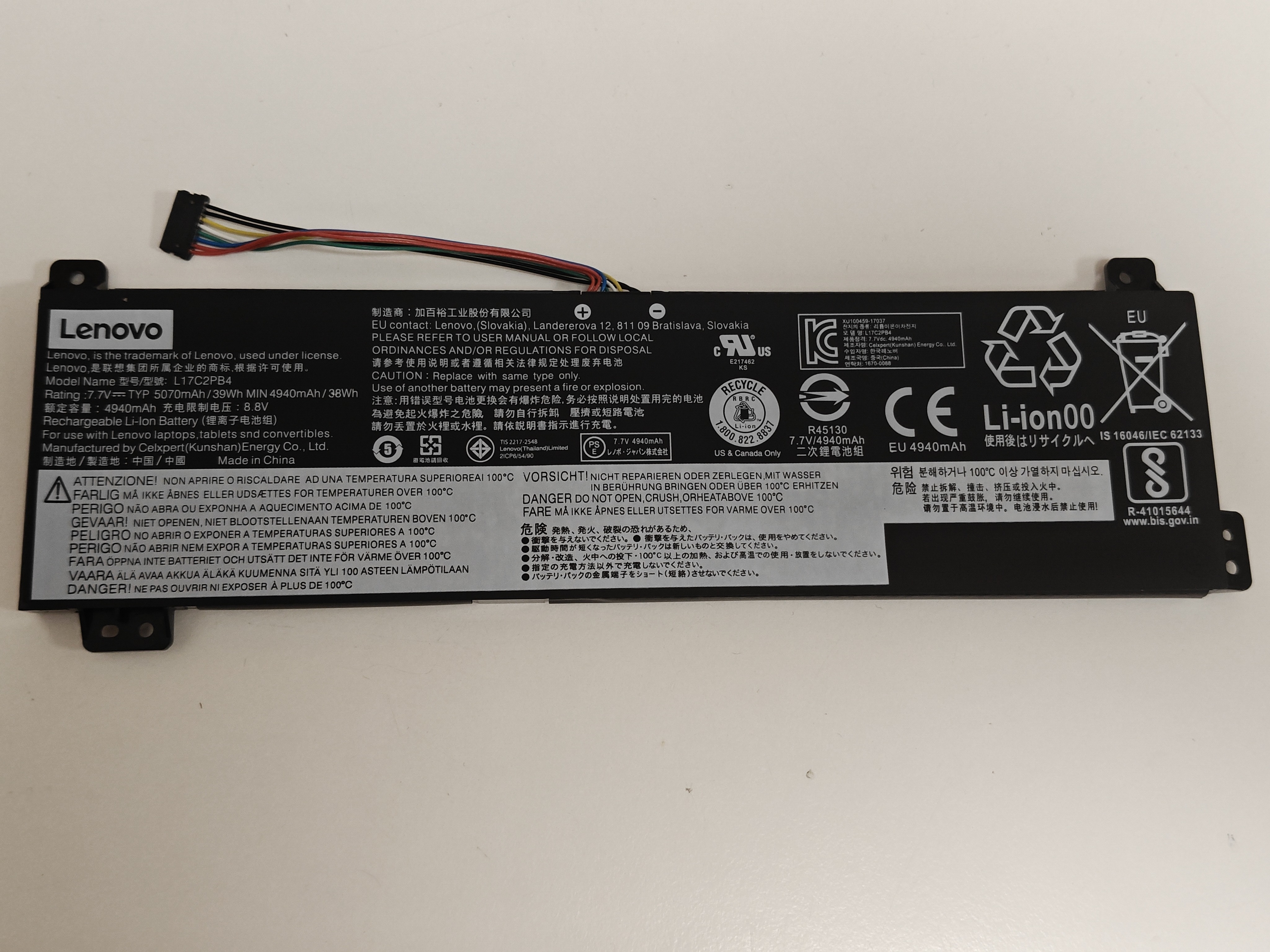 Baterie Laptop, Lenovo, L17M2PB4, L17L2PB4, L17C2PB4, L17L2PB3, L17C2PB3, L17M2PB3, 2ICP6/54/90, 7.7V, 4940mAh, 39Wh