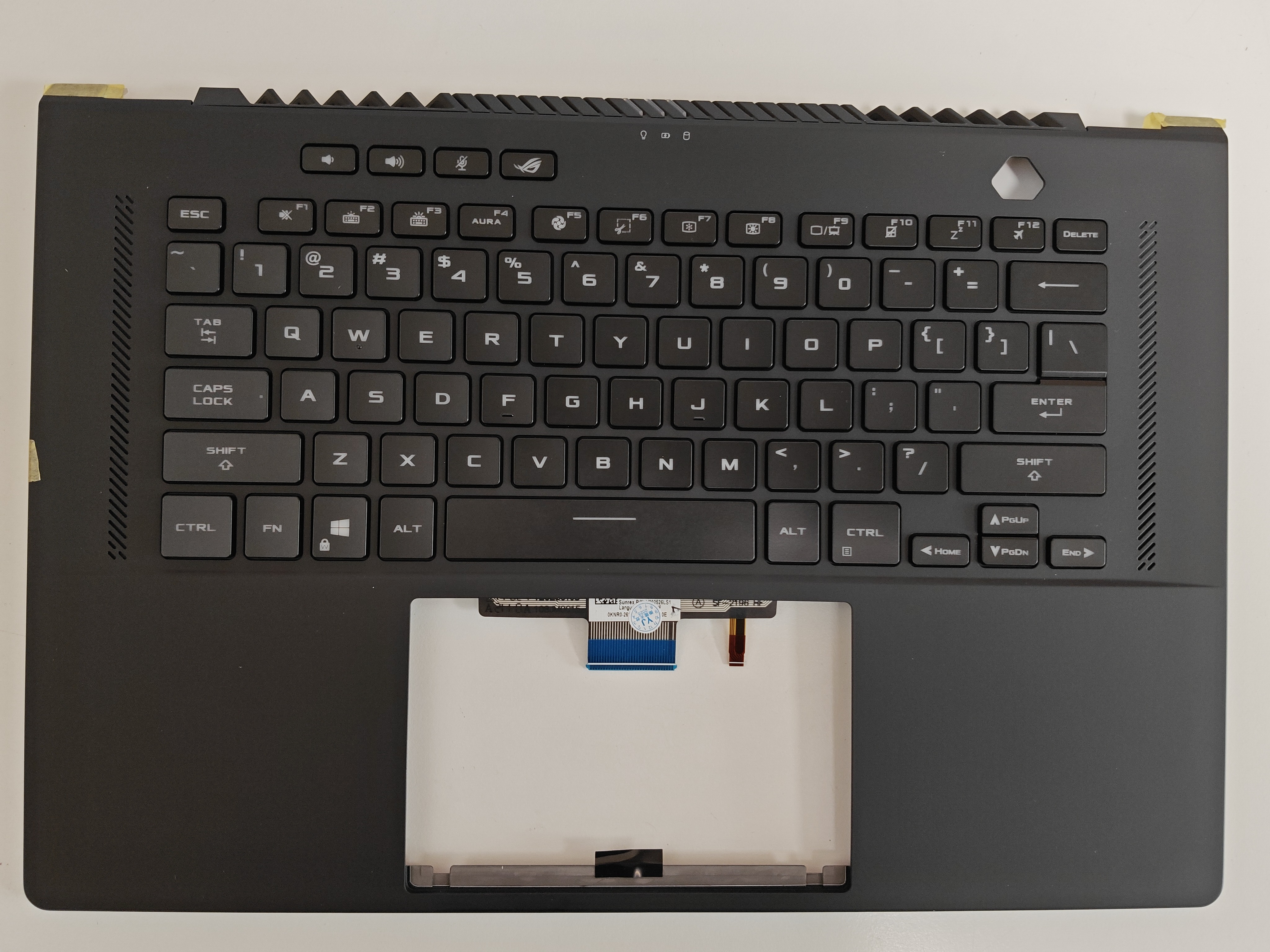 Carcasa superioara cu tastatura palmrest Laptop, Asus, ROG Zephyrus M16 GU603H, GU603HE, GU603HM, GU603HR, GU603Z, GU603ZW, GU603ZX, 90NR04W1-R32US0, 6053B2005001, GU603HM-2A, iluminata, RGB, neagra, layout US