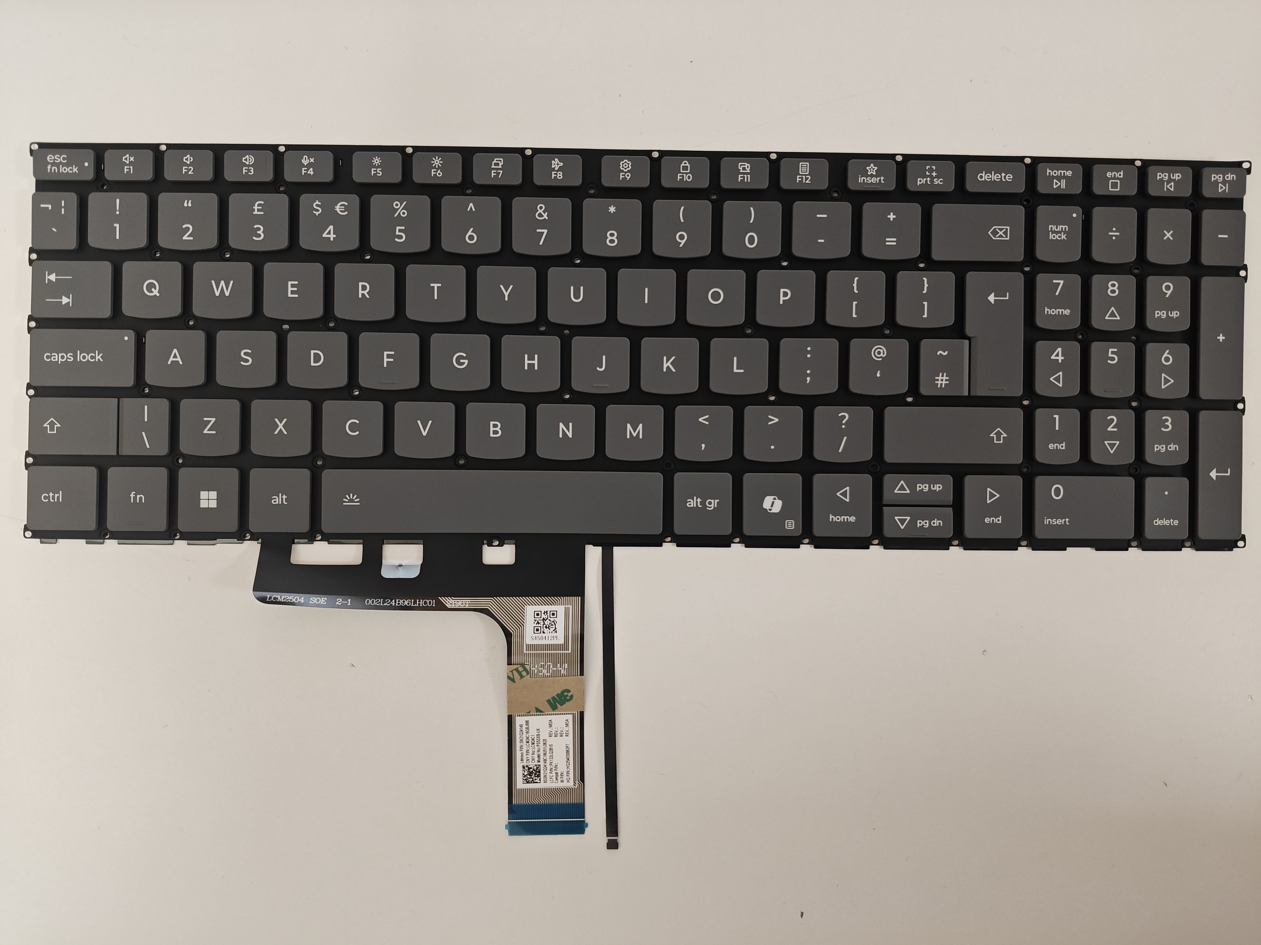 Tastatura Laptop, Lenovo, IdeaPad Slim 5 16AHP10 Type 83HW, iluminata, gri, layout UK