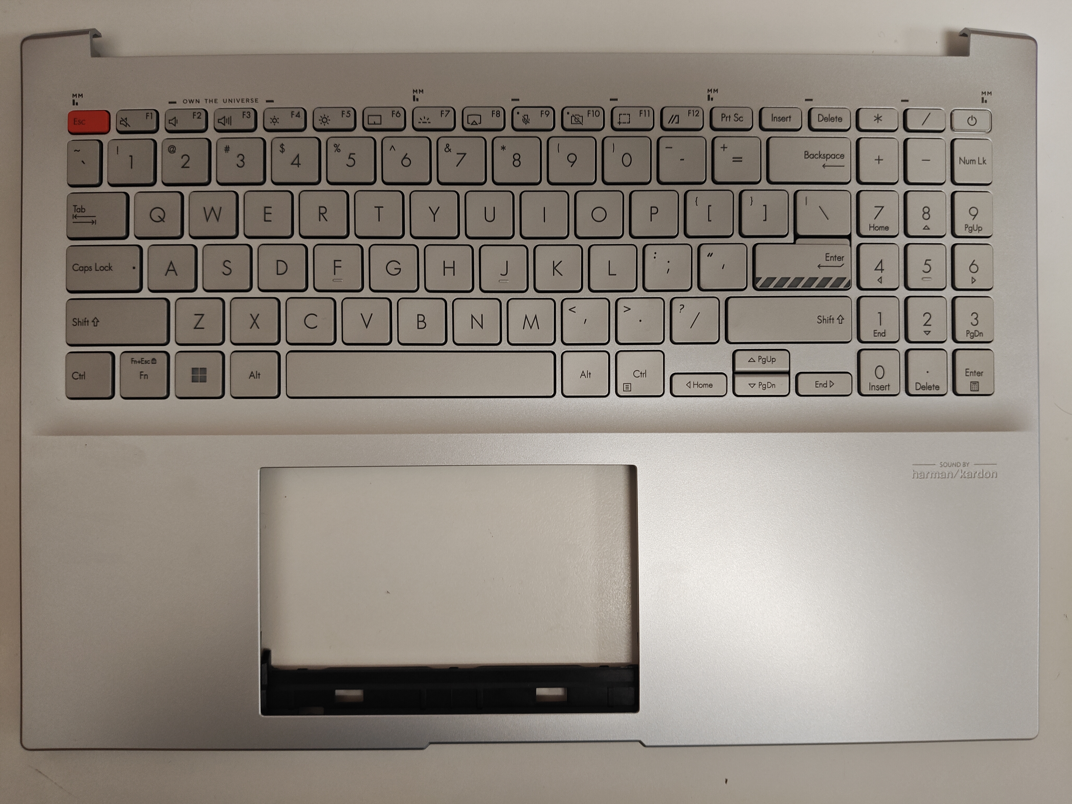 Carcasa superioara cu tastatura palmrest Laptop, Asus, Vivobook Pro 16 K6602Z, K6602ZC, K6602ZE, NB6177, HQ20722061000, iluminata, argintie, layout US