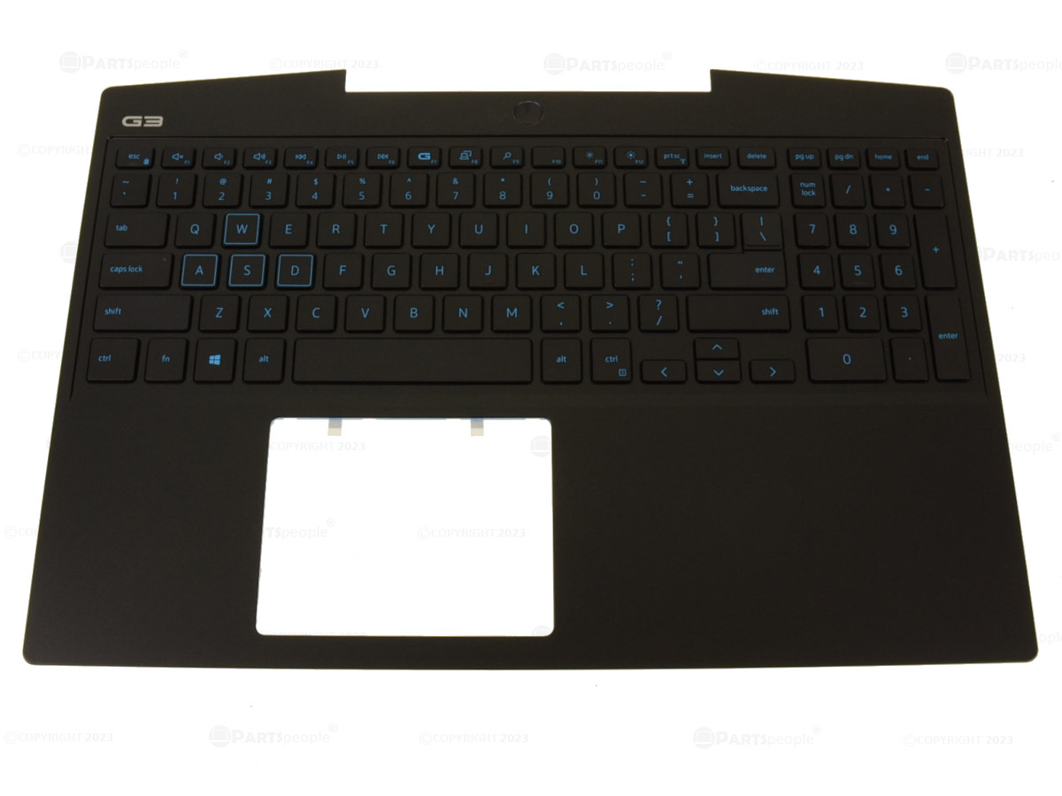 Carcasa superioara cu tastatura palmrest Laptop Gaming, Dell, G3 3500, P89F, P89F002, 2DPKM, 02DPKM, 2M76H, 02M76H, 460.0K702.0012, Selek G3 MLK 60W, pentru placa video GTX 1650, iluminata, albastra, layout US