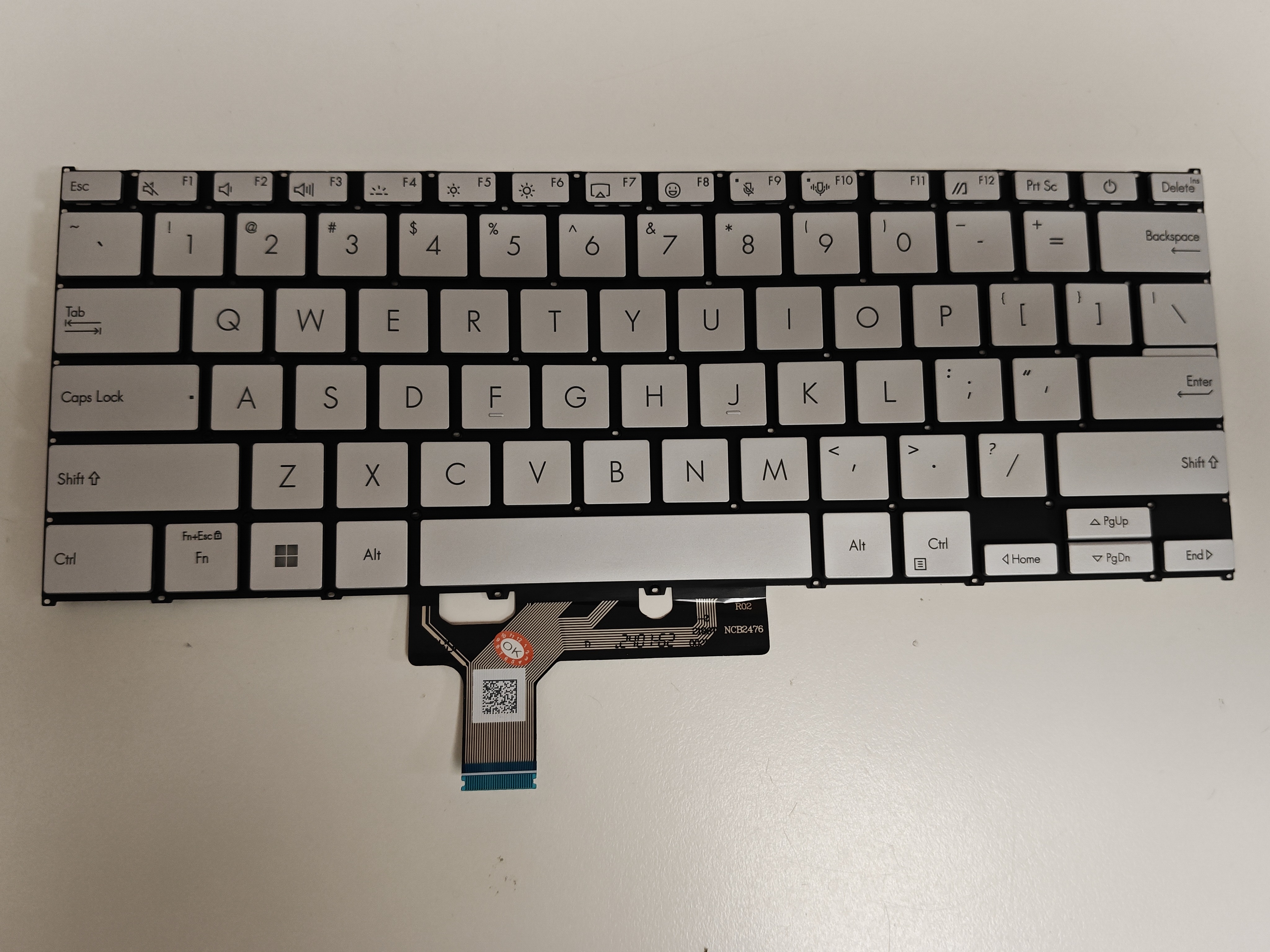 Tastatura Laptop, Asus, ZenBook 14 Q415M, Q415MA, iluminata, argintie, layout US