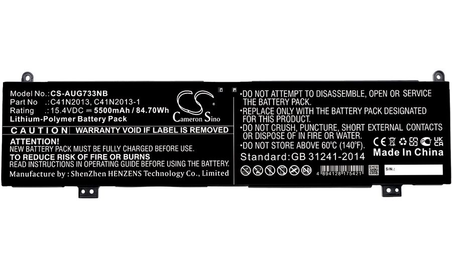 Baterie compatibila  Laptop Gaming, Asus, ROG Zephyrus M16 GU603H, GU603HE, GU603HM, GU603HR, 0B200-03880000, 4ICP5/63/133, C41N2013, C41N2013-1, 15.4V, 5500mAh, 84.70Wh