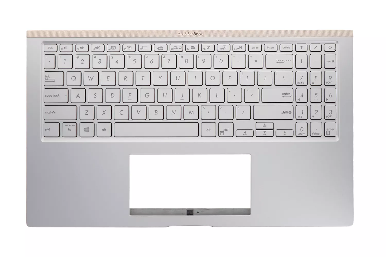 Carcasa superioara cu tastatura palmrest Laptop, Asus, ZenBook 15 UX533FAC, 90NB0NM5-R30590, 13NB0NM1P01011-1, 13N1-9DA0Q21, 13NB0NM5AM0311, 13NB0NMXM06X1X, UX534FAC-2S, iluminata, argintie, layout US