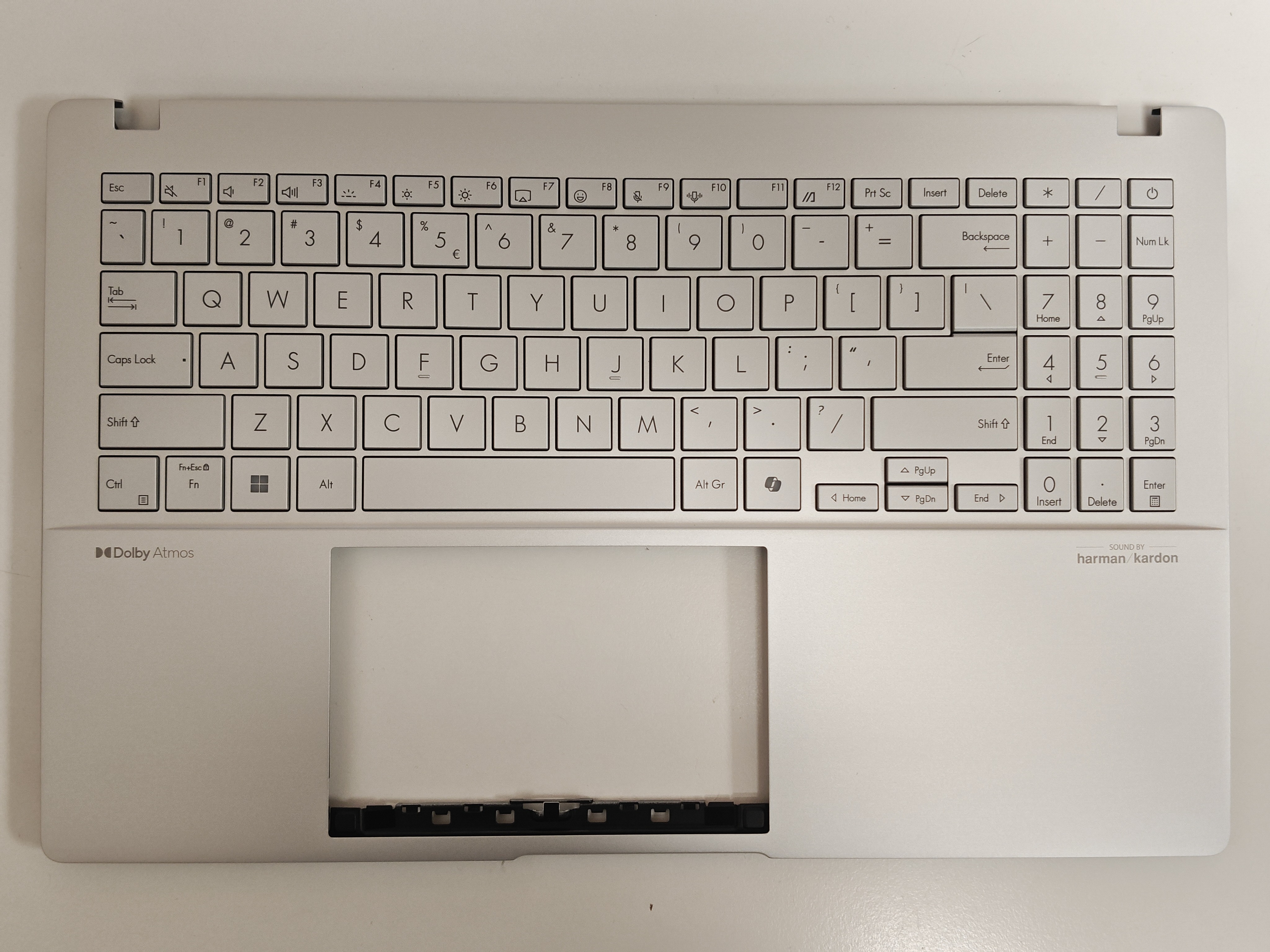 Carcasa superioara cu tastatura palmrest Laptop, Asus, VivoBook S15 S5507Q, S5507QA, S5507QAD, 90NB14Q2-R31UI1, 90NB14Q2-R31US1, S5507QA-8S, 6070B2333712, iluminata, argintie, layout US