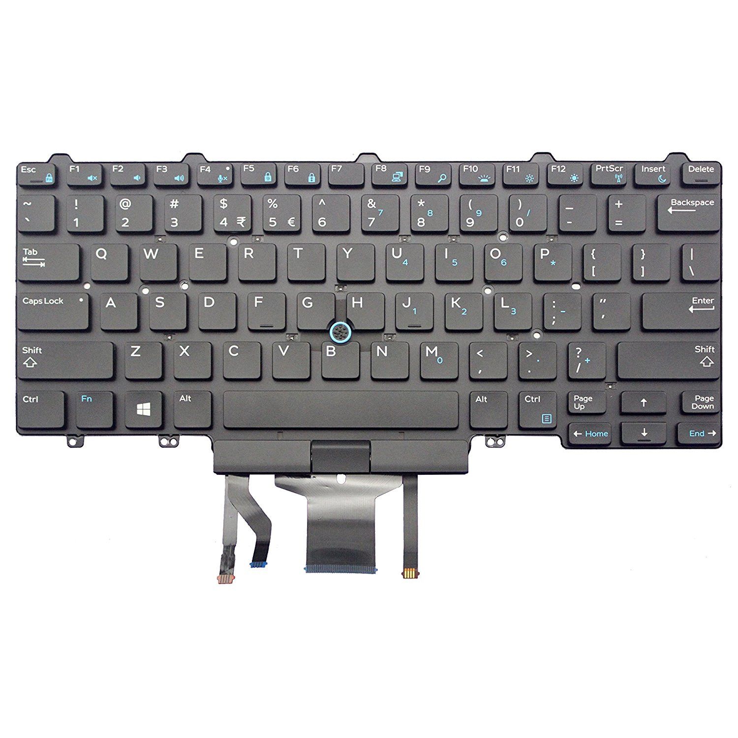 Tastatura Laptop, Dell, Latitude 14 7490, P73G, P73G002, 0F2X80, 04VMV0, dual point, iluminata, neagra, layout US