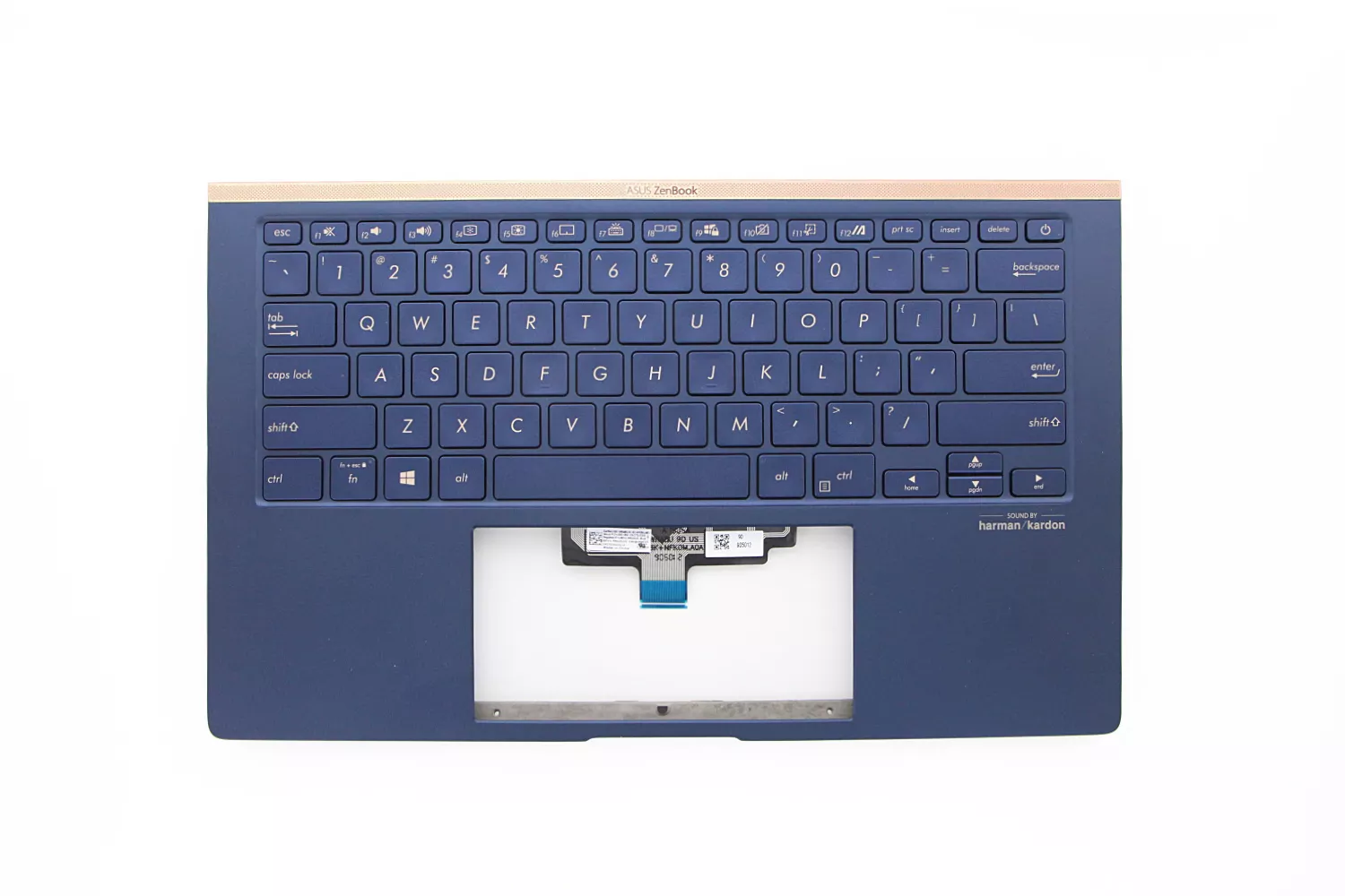 Carcasa superioara cu tastatura palmrest Laptop, Asus, ZenBook 14 UX434F, UX434FL, 13N1-93A0332, UX434FL-3B, 90NB0MP1-R31US0, iluminata, albastra, layout US