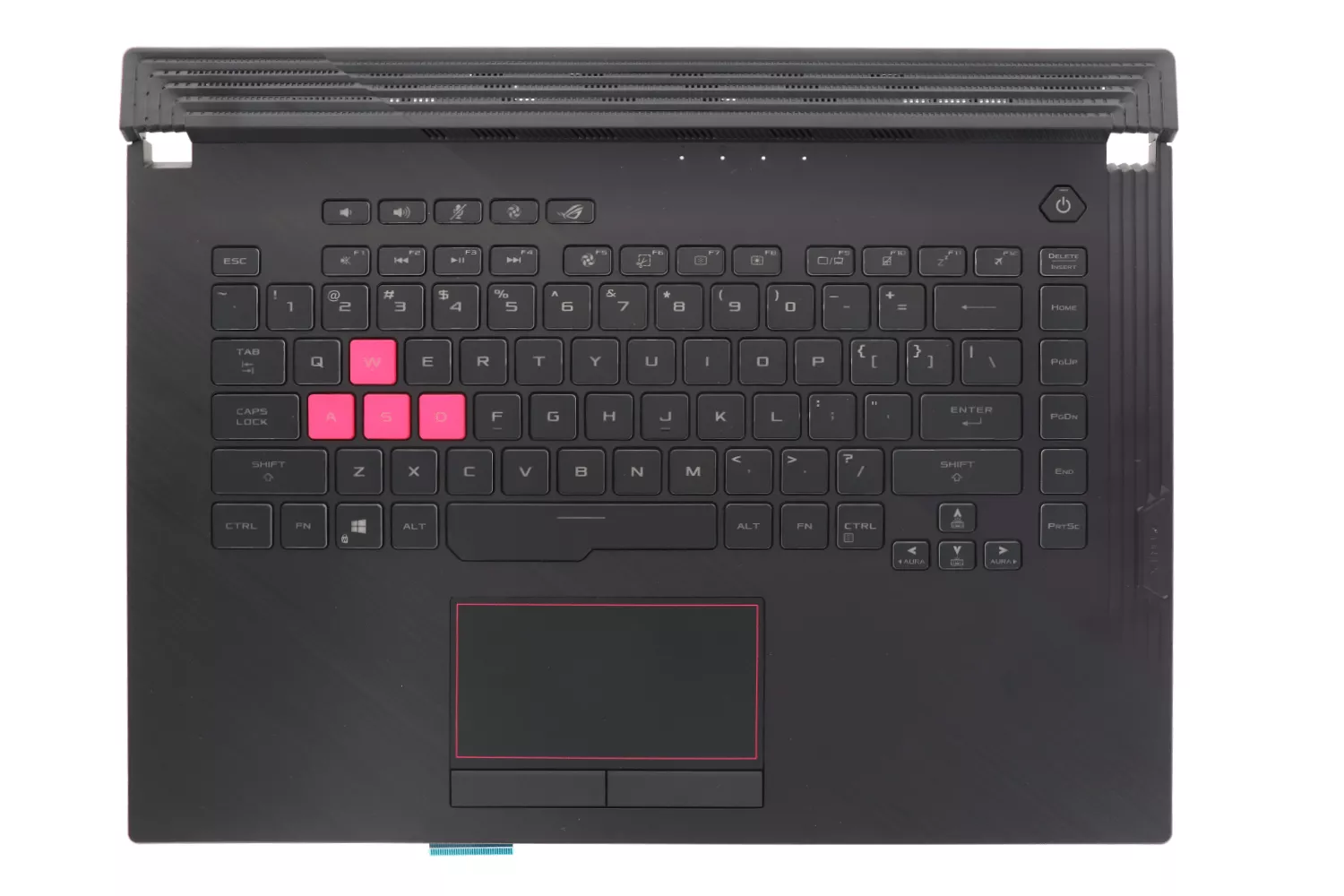Carcasa superioara cu tastatura palmrest Laptop Gaming, Asus, ROG Strix G15 G512L, G512LU, G512LV, G512LW, G512LWS, 90NR0343-R31US0, 6051B1433101, G512LWS-1H, iluminata, RGB 4-Zone, 16 pini, conector touchpad 8 pini, layout US