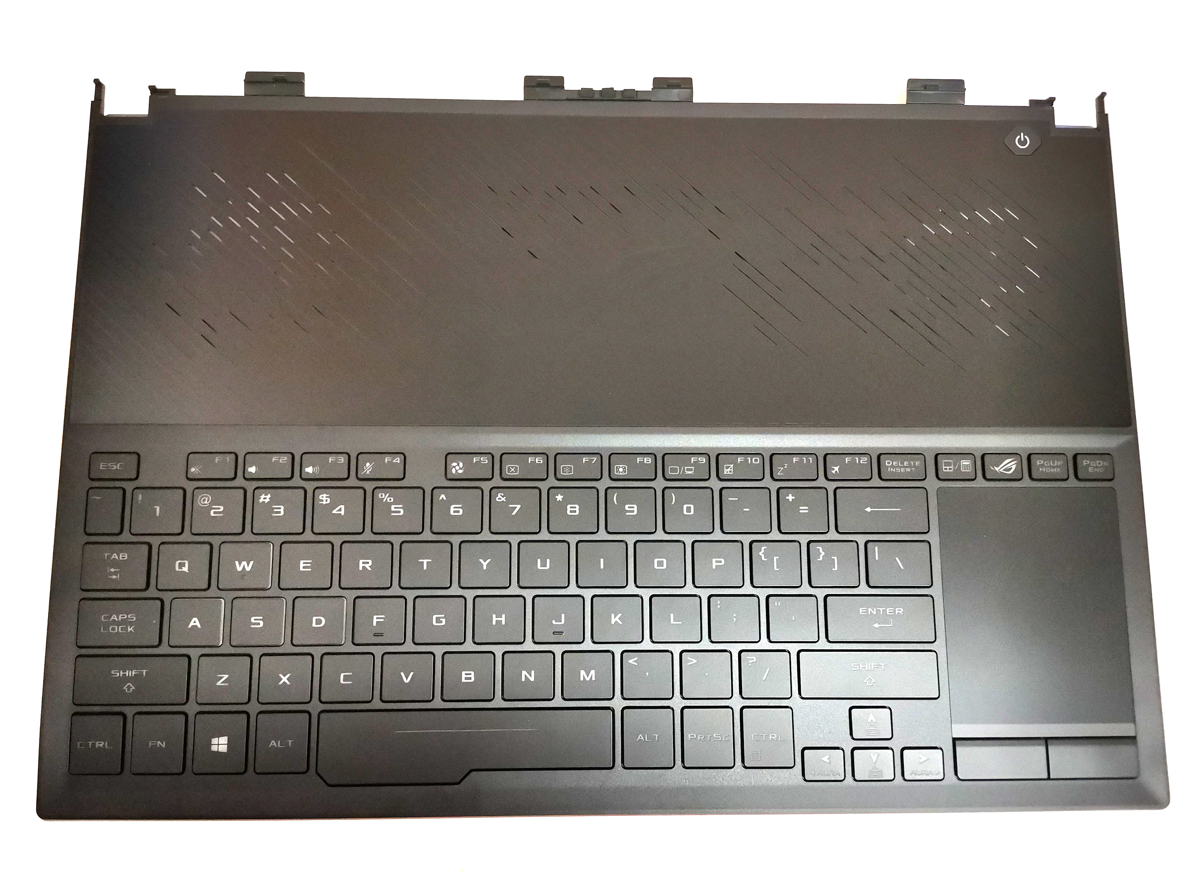 Carcasa superioara cu tastatura palmrest Laptop Gaming, Asus, ROG Zephyrus S GX531G, 90NR01D1-R31US0, 13NR0101P01111, 13NR0101P05011-1, 13N1-7QA0101, 13NR01D1AM0701, GX531GX-1A, iluminata, RGB 4-Zone, neagra, layout US