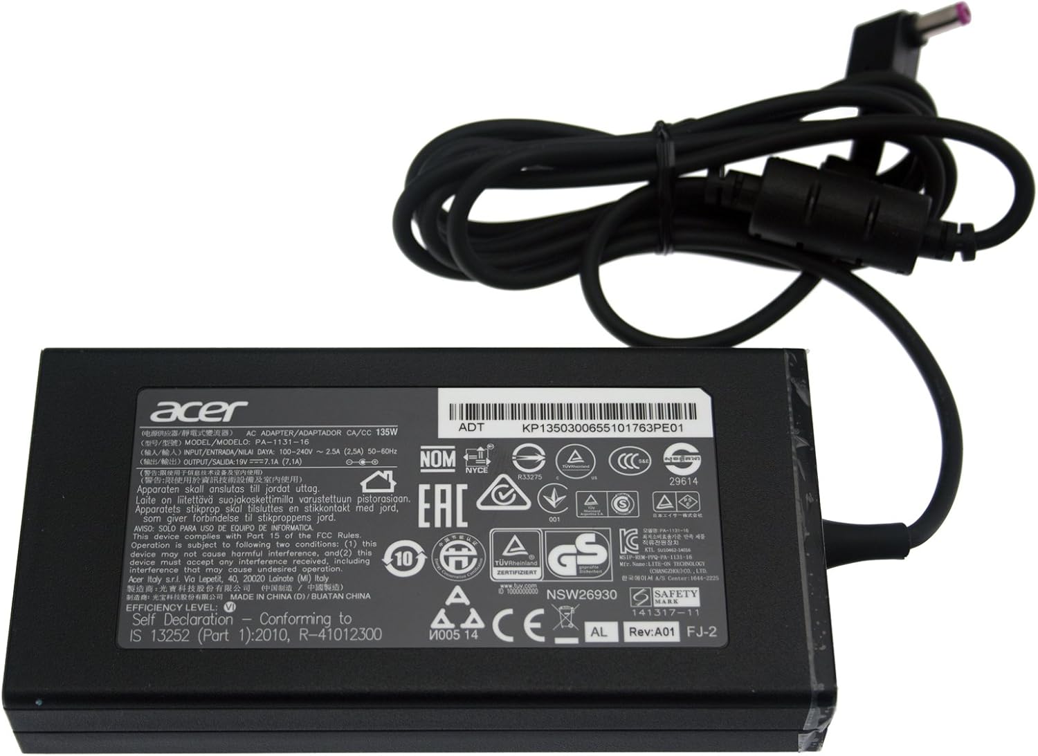 Incarcator Laptop Gaming, Acer, Nitro 5 AN515-41, AN515-42, AN515-44, AN515-45, ADP-135KB T, PA-1131-16, 19V, 7.1A, 135W, mufa 5.5x1.7mm