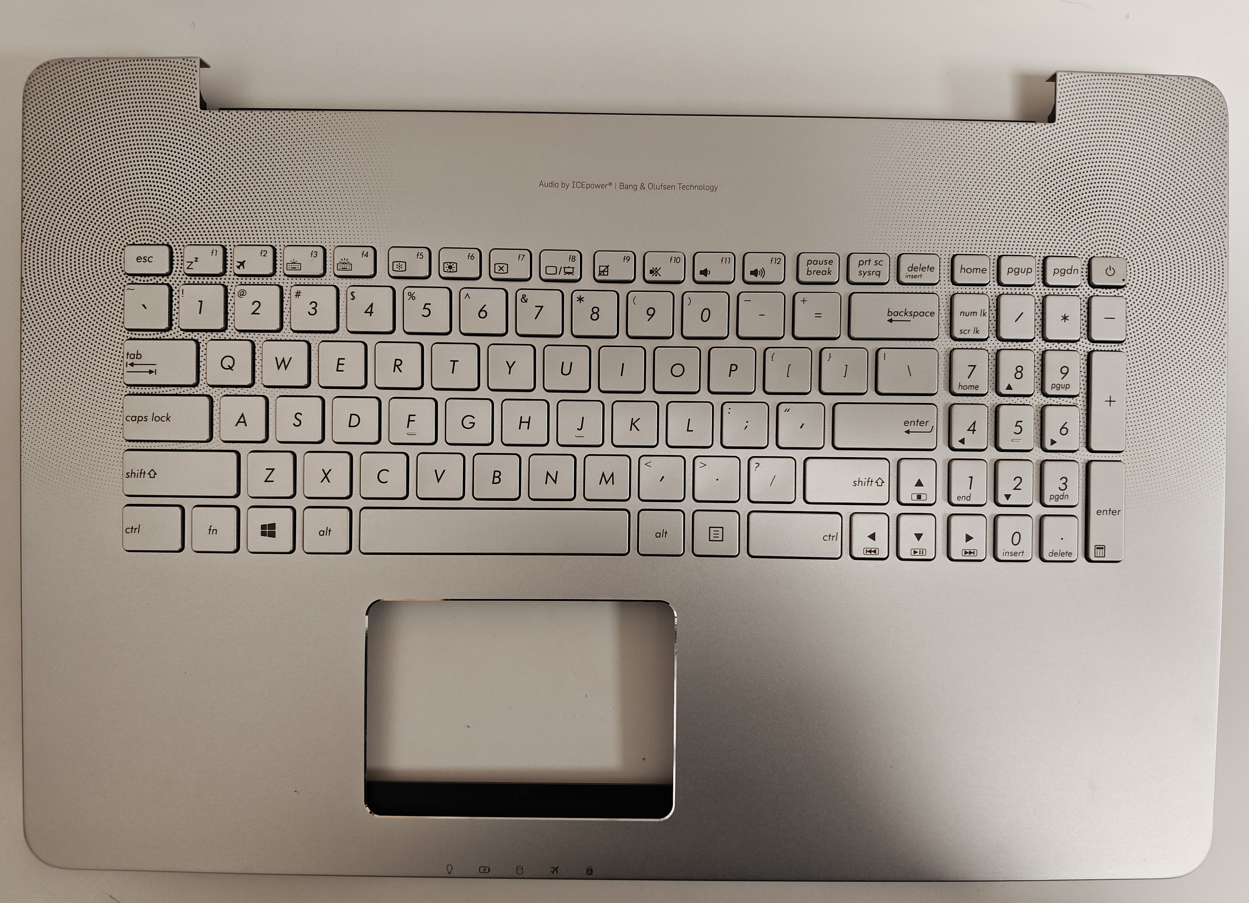 Carcasa superioara cu tastatura palmrest Laptop, Asus, VivoBook Pro N752V, N752VX, 90NB0AY1-R30300, 13N0-T2A0611, 13NB0AY1AM0111, N752VX-1A, iluminata, argintie, layout US