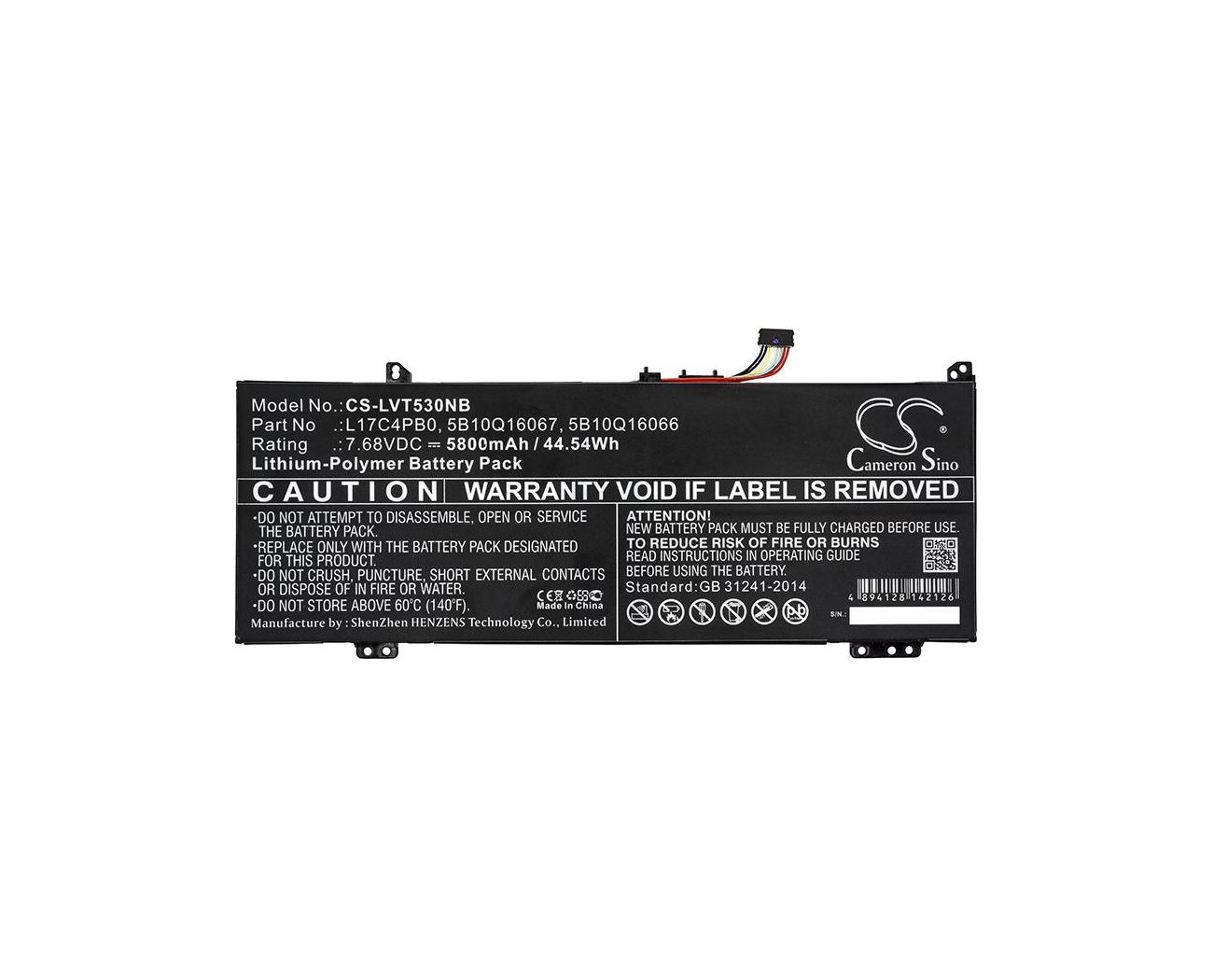 Baterie compatibila Laptop, Lenovo, IdeaPad 530S-14IKB Type 81EU, 2ICP4/41/110-2, L17C4PB0, 7.6V, 5800mAh, 44Wh