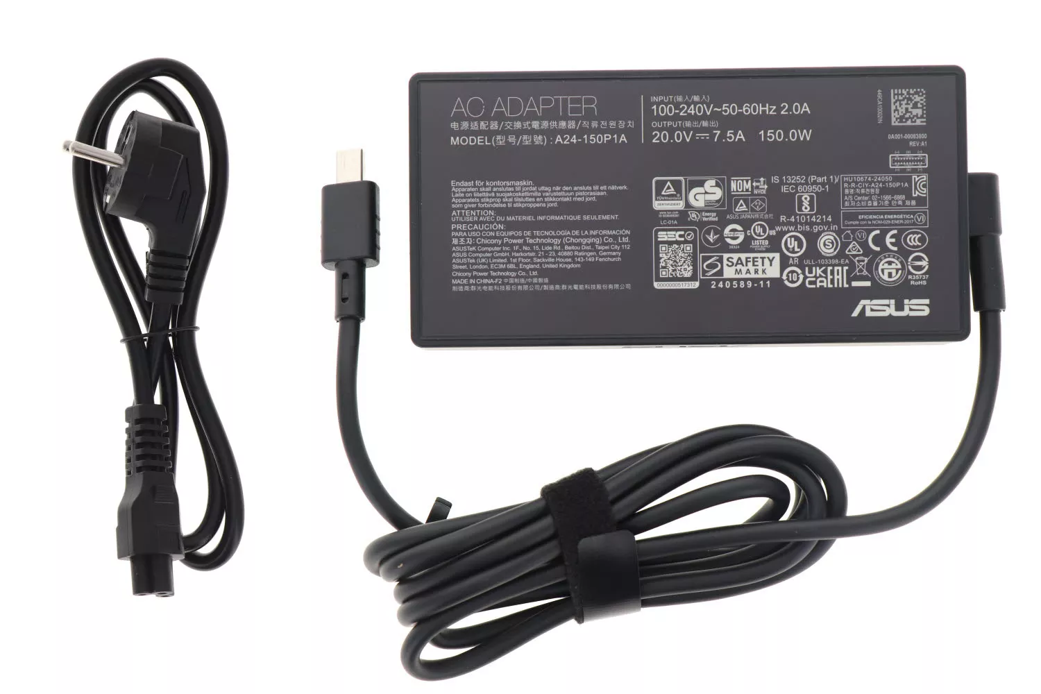 Incarcator Laptop, Asus, Vivobook 16 Flip TP3607S, TP3607SA, TP3607SH, 0A001-00084400, ADP-150CH B, A24-150P1A, 20V, 7.5A, 150W, mufa drepunghiulara 8.0x4.0mm