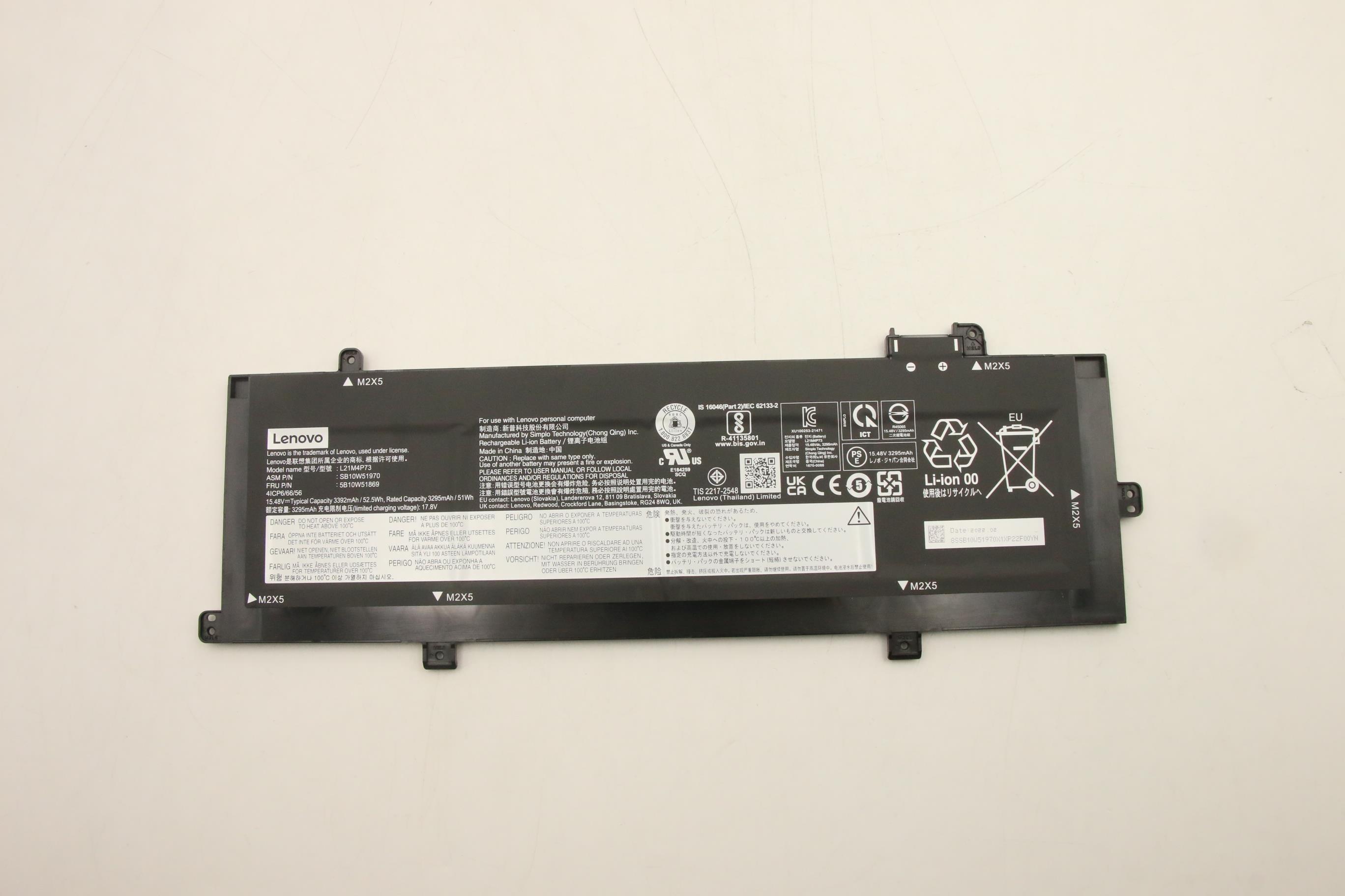 Baterie Laptop, Lenovo, ThinkPad P16S Gen 2 Type 21HK, 21HL, 21K9, 21KA, 4ICP6/66/56, L21M4P73, 15.48V, 3295mAh, 52.5Wh