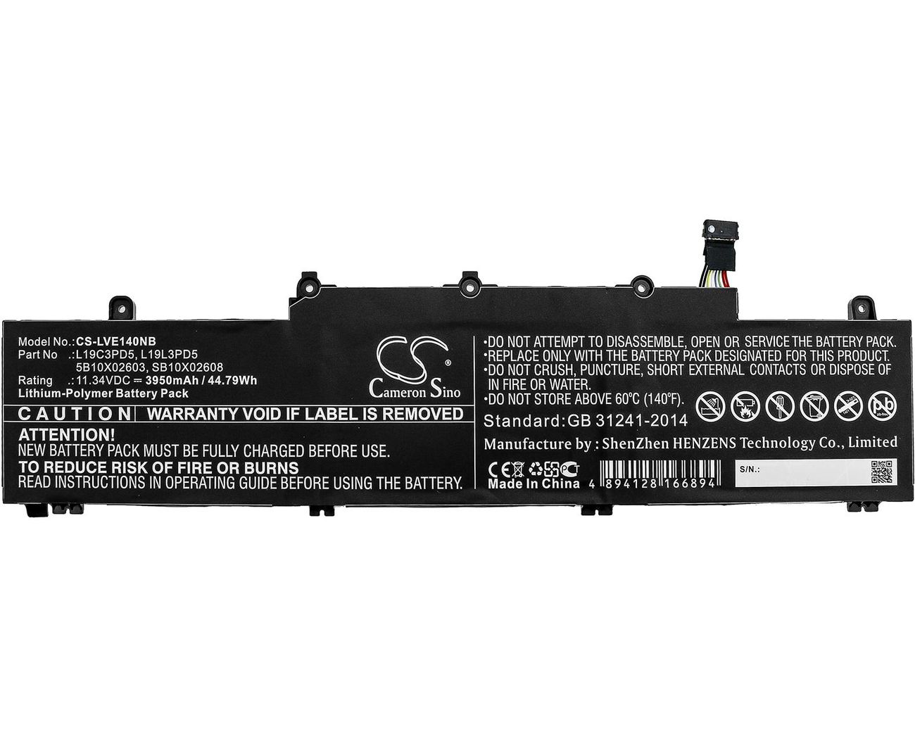 Baterie Laptop, Lenovo, ThinkPad E15 Gen 2 Type 20T8, 20T9, 20TD, 20TE, CS-LVE140NB, L19C3PD5, L19L3PD5, SB10X02603, SB10X02608, 11.34V, 3950mAh, 44.79Wh