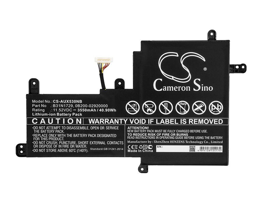 Batterie compatibila Laptop, Asus, VivoBook S15 X530F, X530FA, X530FN, X530U, X530UA, X530UF, X530UN, 0B2000-02920000, CS-AUX530NB, B31N1729, 11.52V, 3550mAh, 40.90Wh