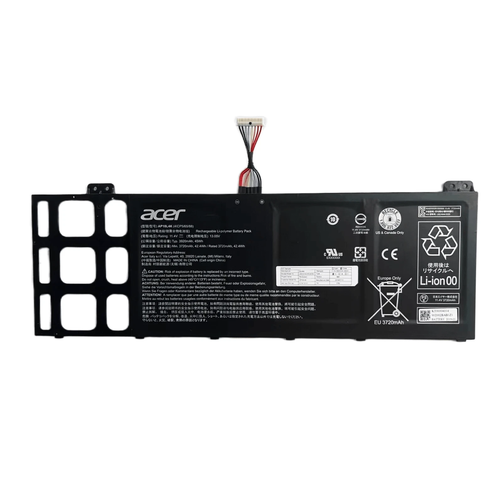 Baterie Laptop, Acer, TravelMate P6 TMP614-51-G2, P614-51-G2, KT.00304.014, 3ICP5/65/88, AP18L4K, 11.4V, 3720mAh, 45Wh