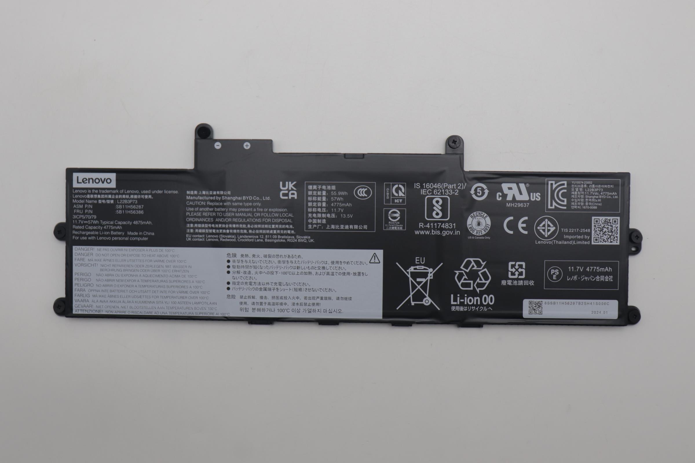 Baterie Laptop 2-in-1, Lenovo, ThinkPad X1 Gen 9 Type 21KE, 21KF, 5B11H56386, 3ICP5/70/79, L22B3P73, 11.7V, 4775mAh, 57Wh