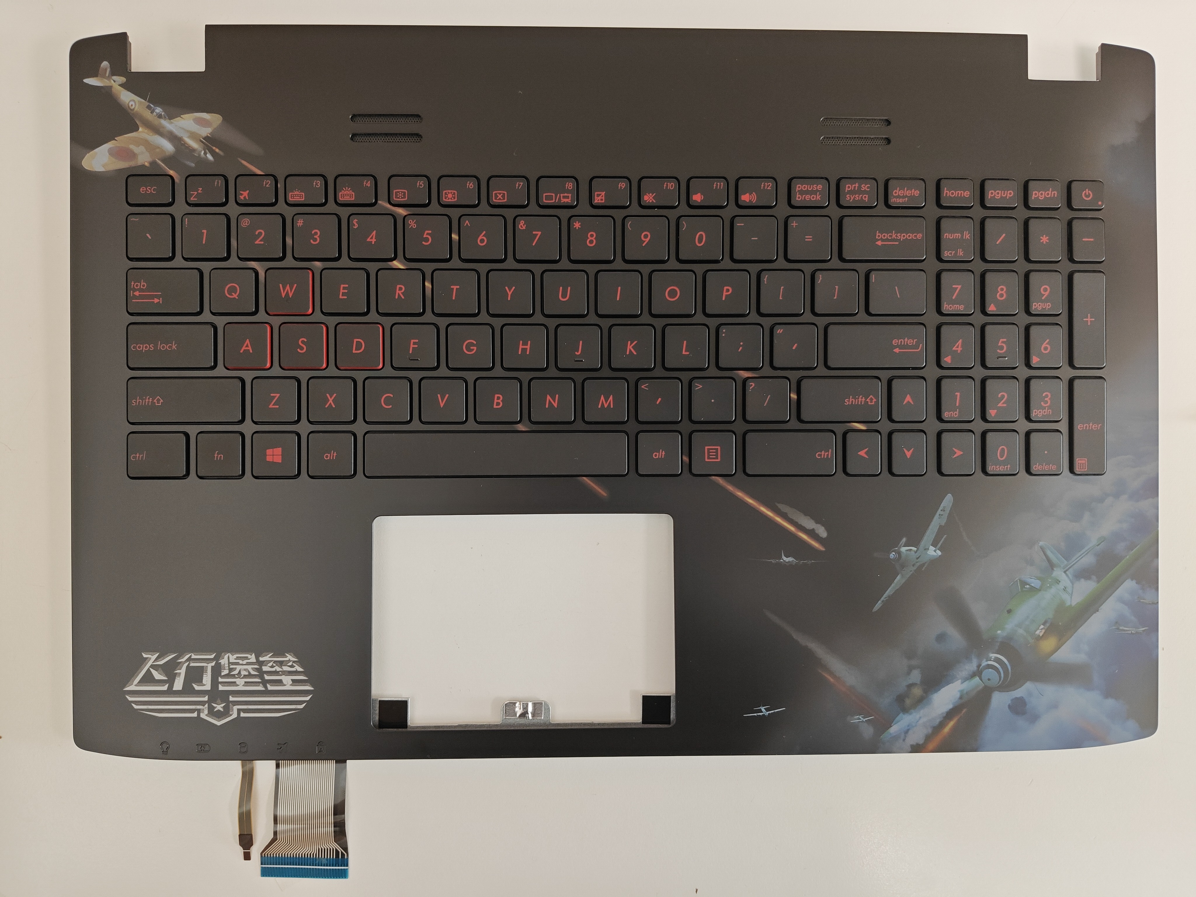 Carcasa superioara cu tastatura palmrest Laptop Gaming, Asus, ROG G552J, G552JX, G552V, G552VL, G552VW, G552VX, 90NB09I5-R31US0, 13NB07Z5AP0111, 13NB07Z5P02013, 13N0-RZA0J11, iluminata, neagra, layout US