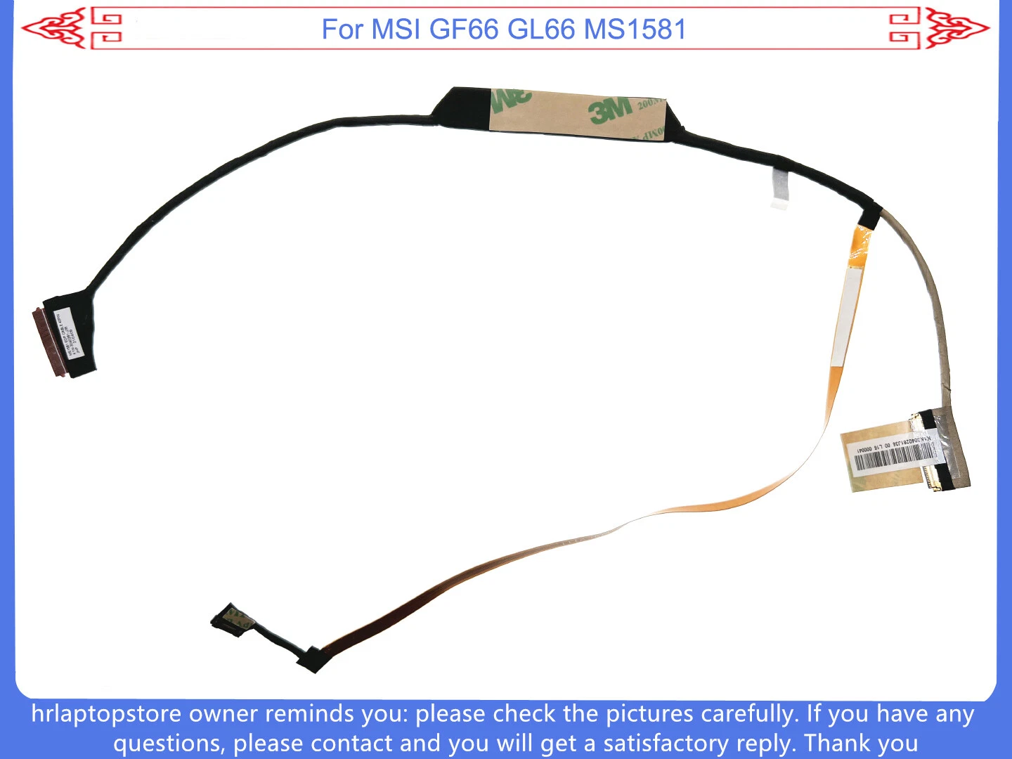 Cablu video LVDS Laptop Gaming, MSI, GF66 Thin 11UE, 11UG, 11UH, MS-1581, K1N3040281J36, K1N-3040281-J36, MS1581, EDP Cable, 40 pini