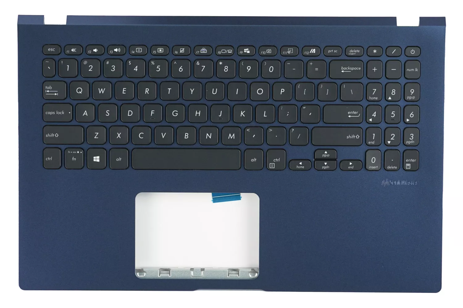 Carcasa superioara cu tastatura palmrest Laptop, Asus, VivoBook 15 R509B, R509BA, R509D, R509DA, R509F, R509FA, R509J, R509JA, R509U, R509UA, 90NB0P53-R32US0, 13NB0MZ3P02021-3, 39XKRTAJNA0, FBXKR009010, 13NB0MZ0M05011, iluminata, albastra, layout US