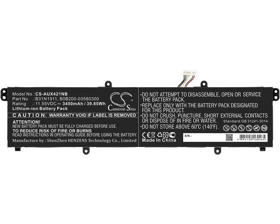 Baterie compatibila Laptop, Asus, VivoBook S14 S413D, S413DA, S413E, S413EA, S413F, S413FA, S413FQ, S413I, S413IA, S413J, S413JA, S413U, S413UA, 0B200-03580300, CS-AUX421NB, 3ICP5/58/78, B31N1911, 11.55V, 3450mAh, 39.85Wh
