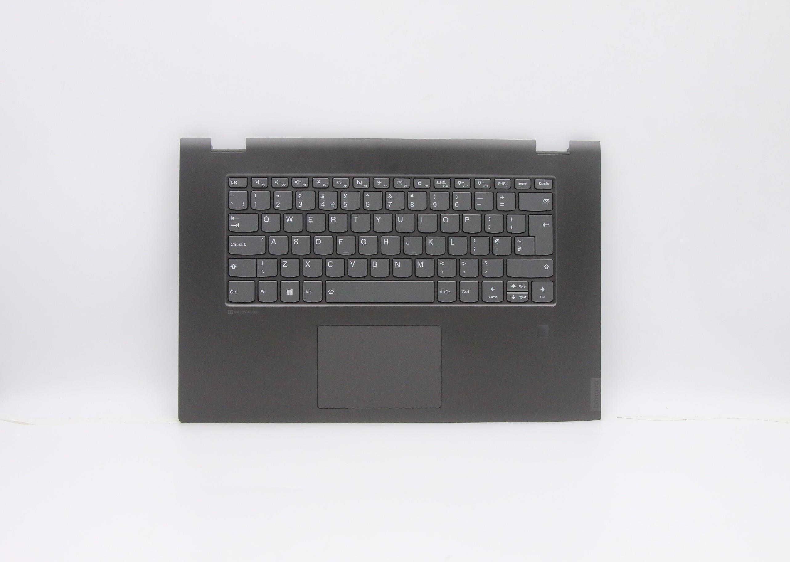 Carcasa superioara cu tastatura palmrest Laptop, Lenovo, FLEX-15IWL Type 81SR, 5CB0S17586, AM2G9000200, ET2G9000500, ET2G9000200, iluminata, cu fingerprint, layout UK
