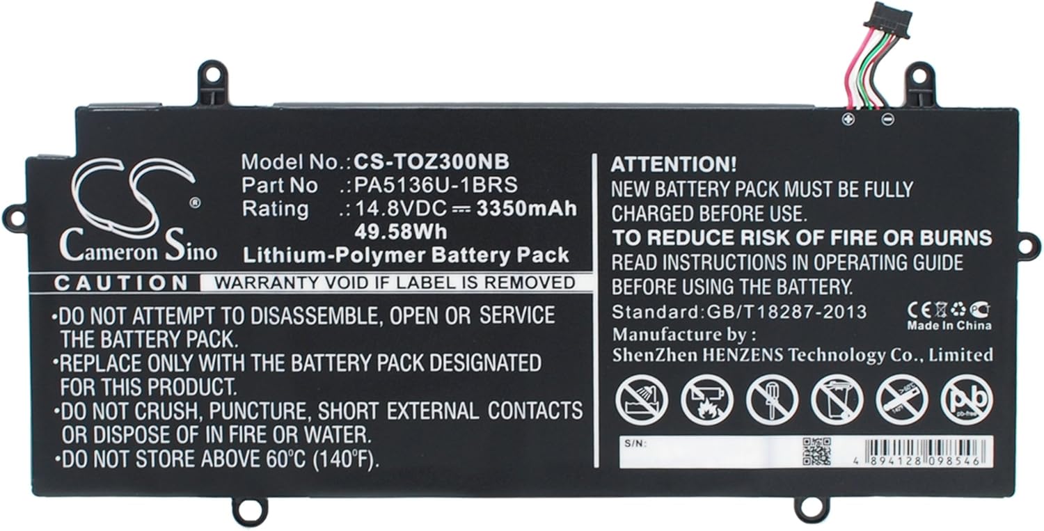 Baterie compatibila Laptop, Toshiba, Portege Z30T-A, Z30T-B, Z30T-C, Z30-A, Z30-B, Z30-C, CS-TOZ300NB, PA5136U-1BRS, 14.8V, 3350mAh, 49.58Wh, 6 pini