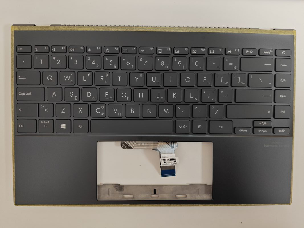Carcasa superioara cu tastatura palmrest Laptop, ZenBook 14 UM425I, UM425IA, UM425U, UM425UA, UM425UAZ, HQ207209710000, iluminata, gri, layout US