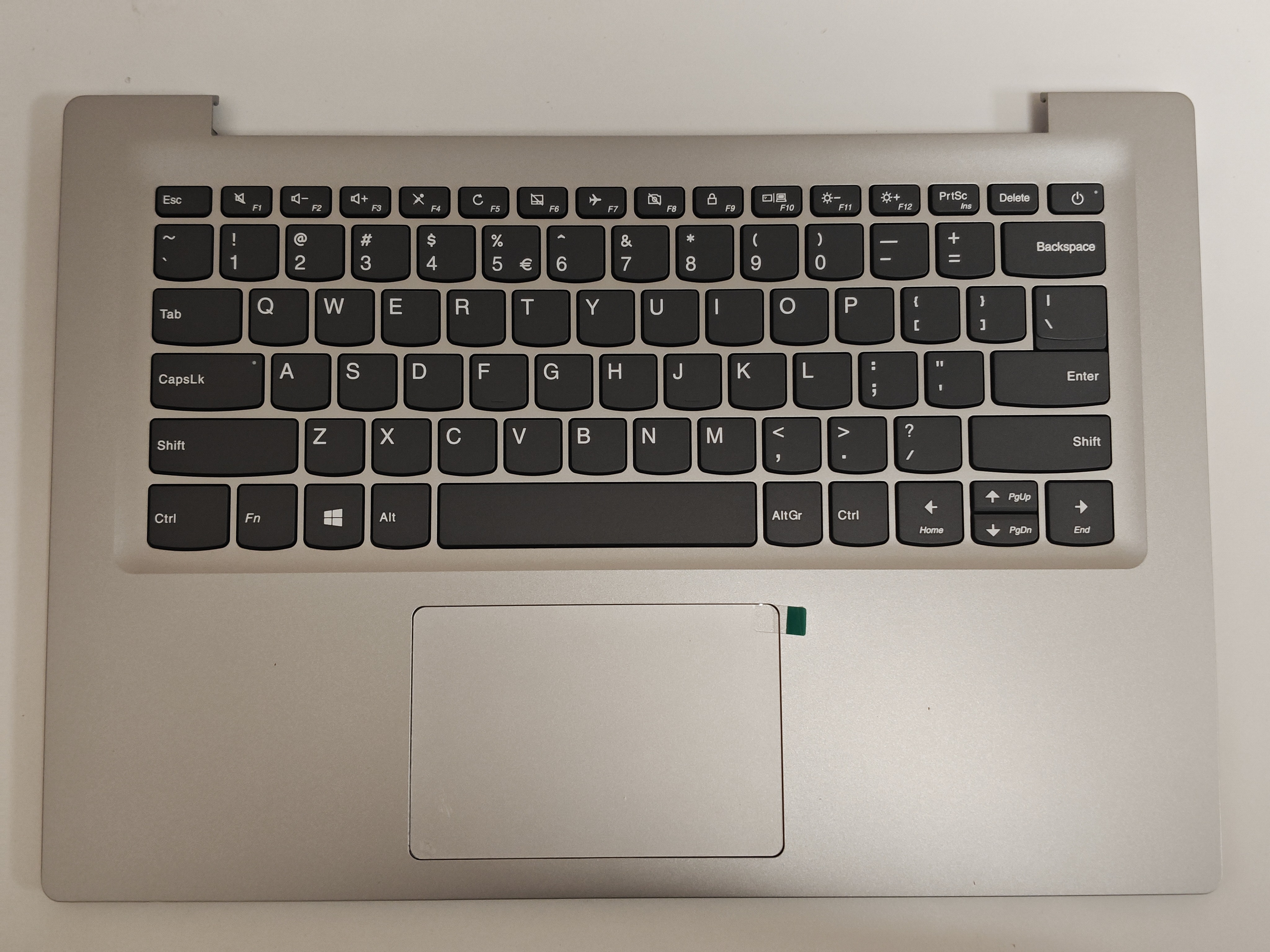 Carcasa superioara cu tastatura palmrest Laptop, Lenovo, IdeaPad 120S-14IAP Type 81A5, 5CB0R61061, ND140GL2, ND140APL2, argintie, layout US