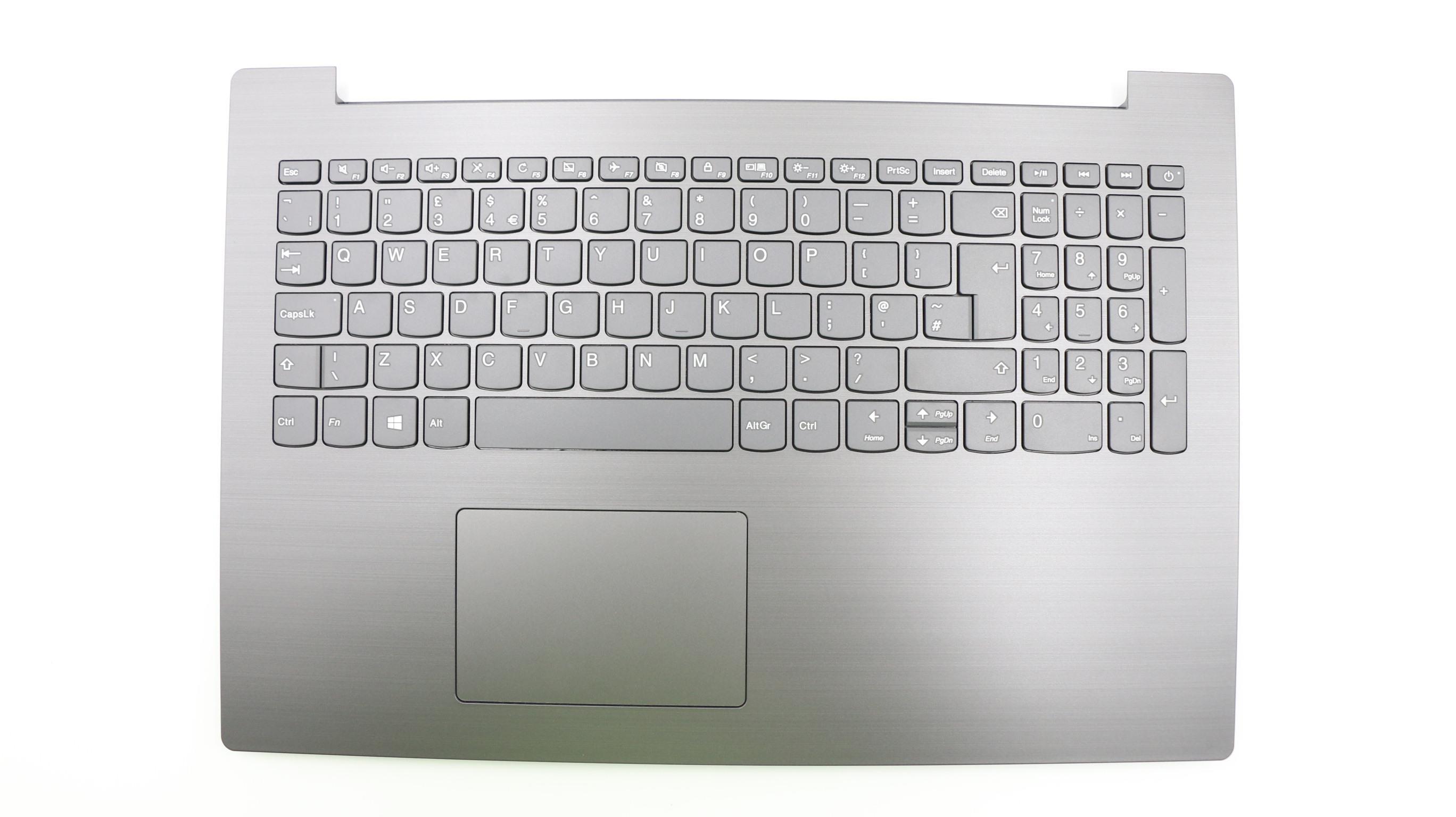 Carcasa superioara cu tastatura palmrest Laptop, Lenovo, IdeaPad 330-15IKBR Type 81M1, 5CB0R16723, AP18C000150, AM13R000600, DG521, Iron Grey, layout UK