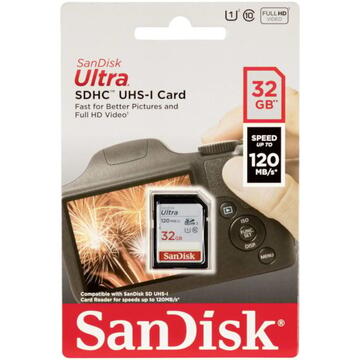 Card de Memorie SanDisk Ultra 32GB SDHC, 90MB/s, Model SSDSDUNR-032G-GN6IN