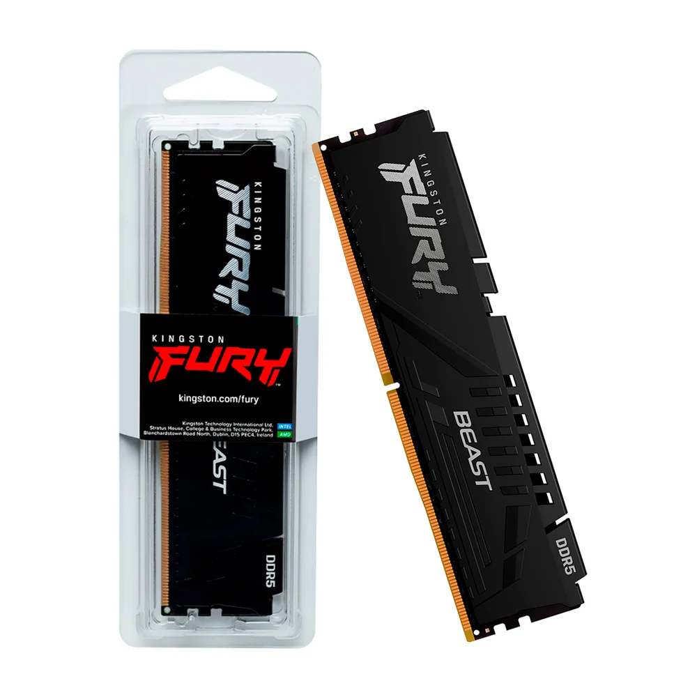 Memorie RAM Kingston Fury Beast 16GB DDR5 6000MHz CL36 UDIMM pentru Desktop, KF560C36BBE2-16, Desktop/PC