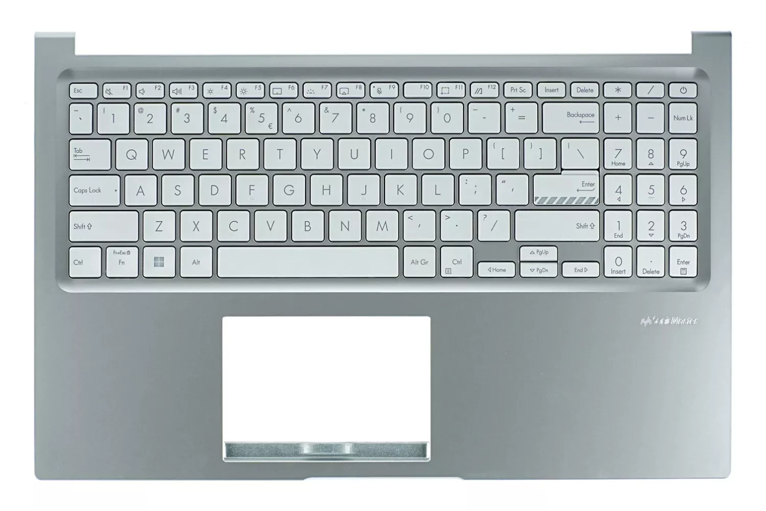 Carcasa superioara cu tastatura palmrest compatibila Laptop, Asus, VivoBook 15 X1502V, X1502VA, X1502Z, X1502ZA, 90NB0X22-R32UI0, 13N1-H7A0E01, 13NB10T2P05015-3, 13N1-EDA0E11, iluminata, argintie, layout US