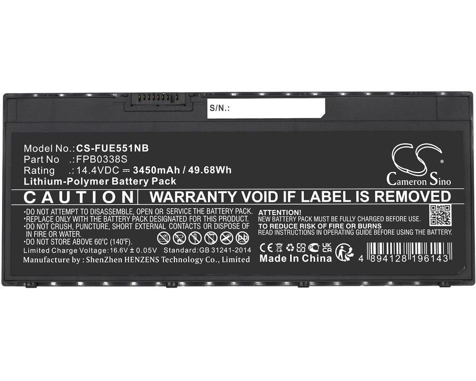 Baterie compatibila Laptop, Fujitsu, LifeBook E548, E549, CS-FUE551NB, FPB0338S, 14.4V, 3450mAh, 49.68Wh