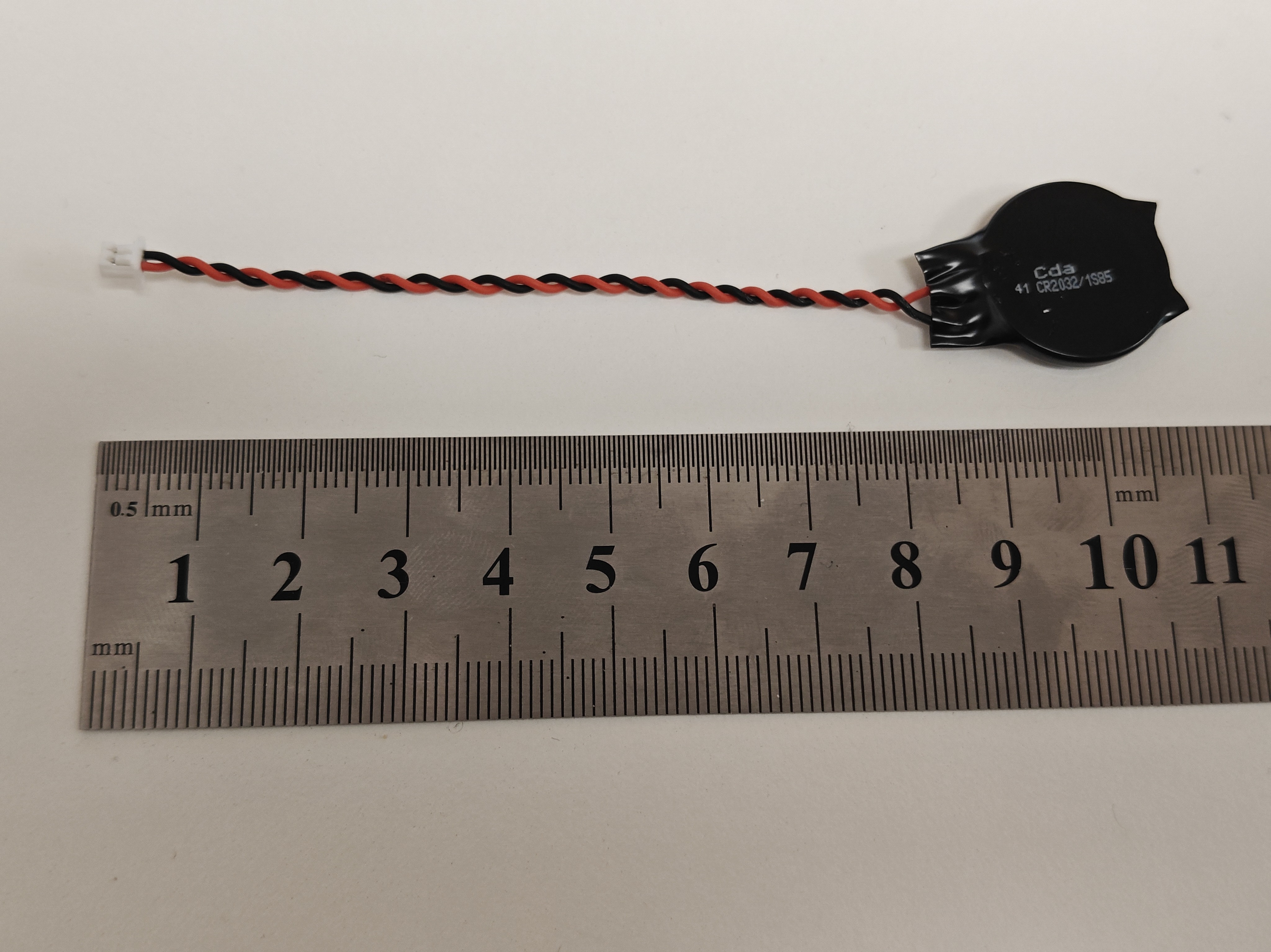 Baterie bios Laptop, CR2032, 1S85, 3V, 220mAh, 8.5cm, rosu si negru, 2 pini