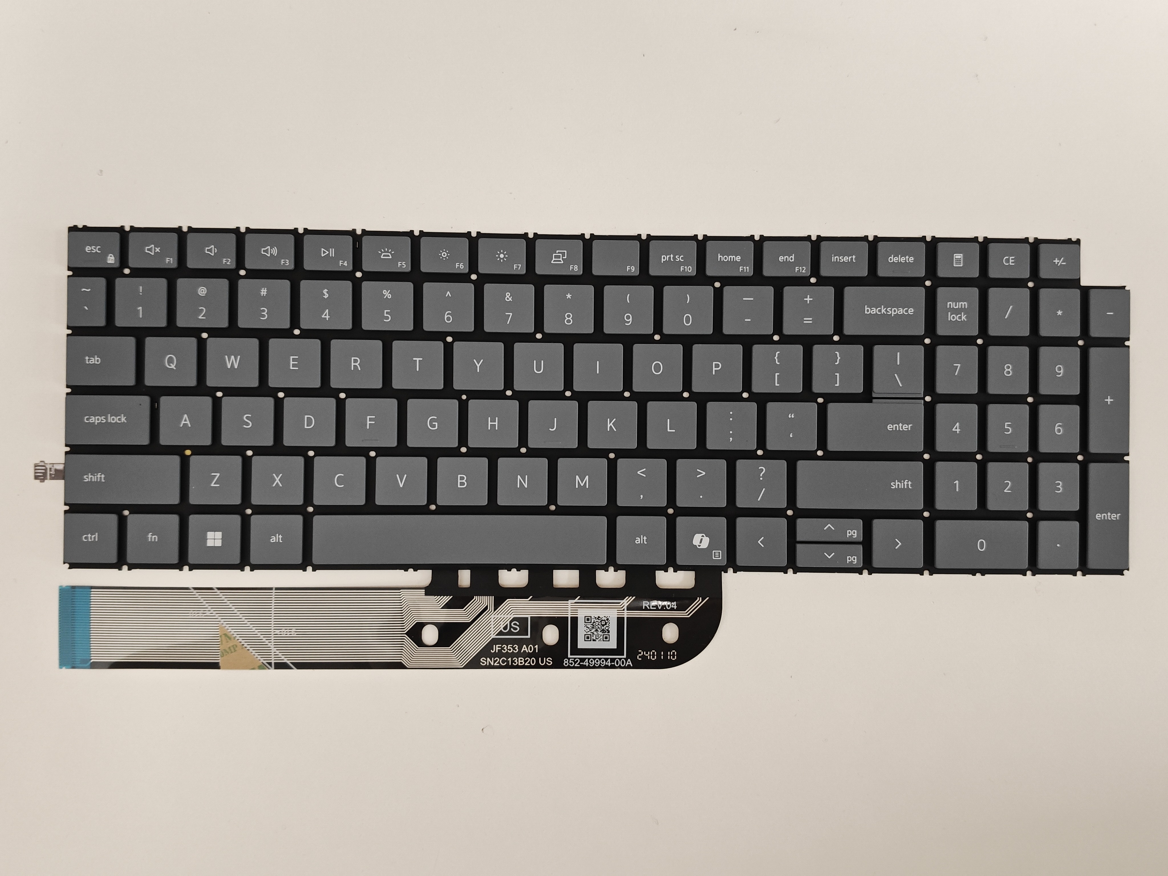 Tastatura Laptop, Dell, 16 Plus DB16255, P135F, P135F004, iluminata, albastru gri, layout US
