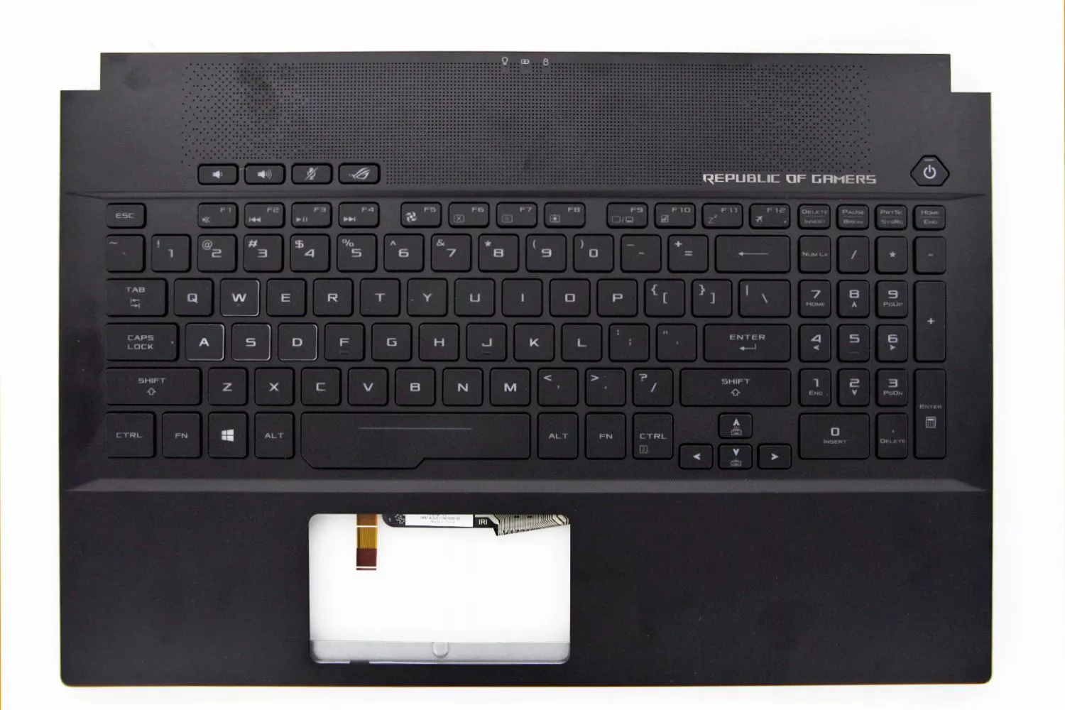 Carcasa superioara cu tastatura palmrest Laptop Gaming, Asus, ROG Zephyrus GM501G, GM501GM, GM501GS, 90NR00F2-R31US0, 13NR0031AM0111, 13N1-4MA0311, 0KN1-4L2GE11, GM501GM-2A, iluminata, RGB 4 Zone, neagra, layout US